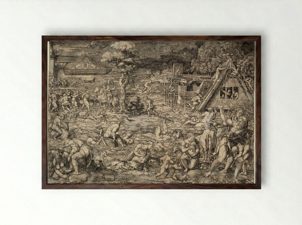 The Deluge - Dirk Vellert - Framed Print Dark Wood