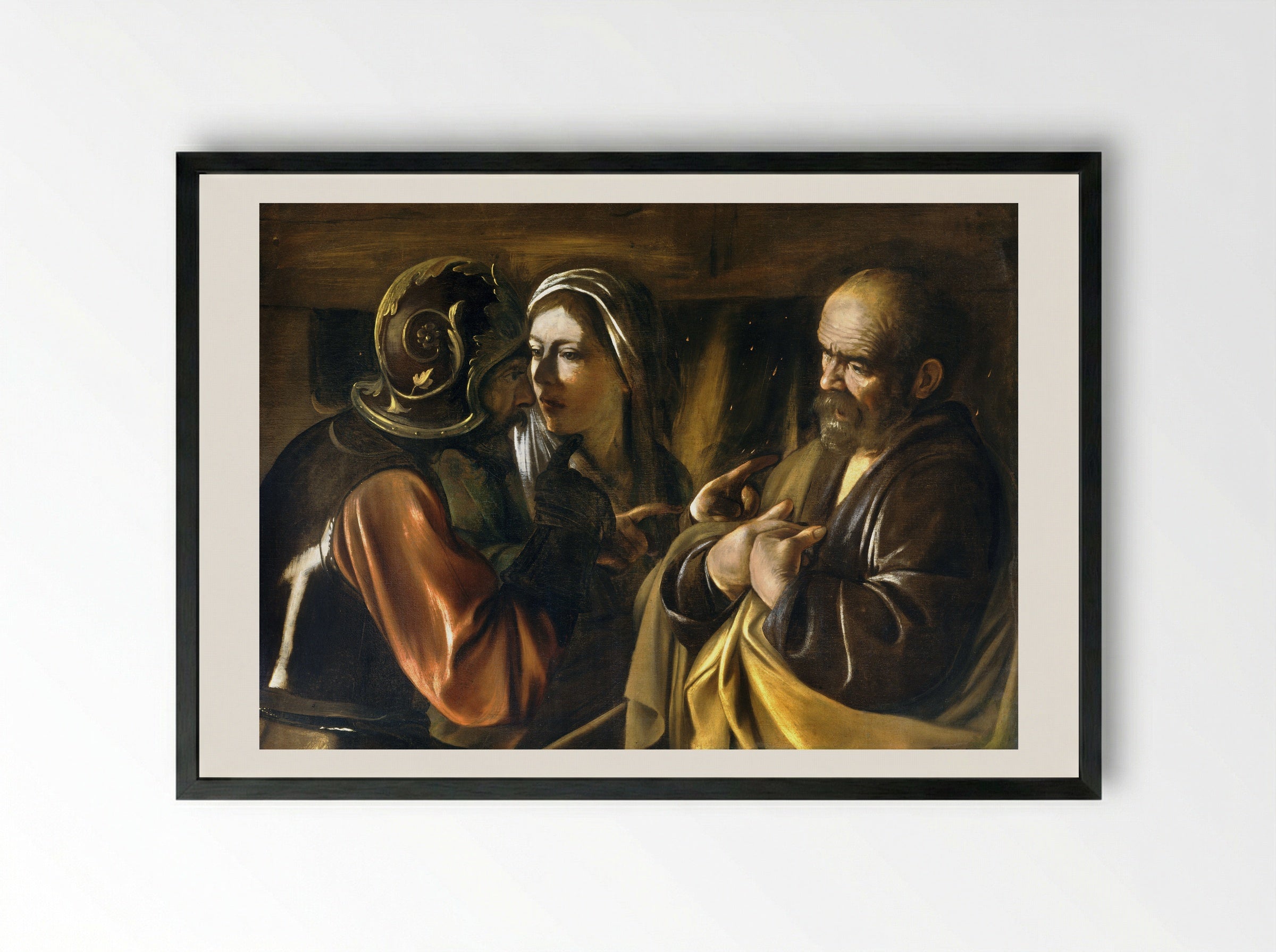 The Denial of Saint Peter - Caravaggio - Framed Print Black
