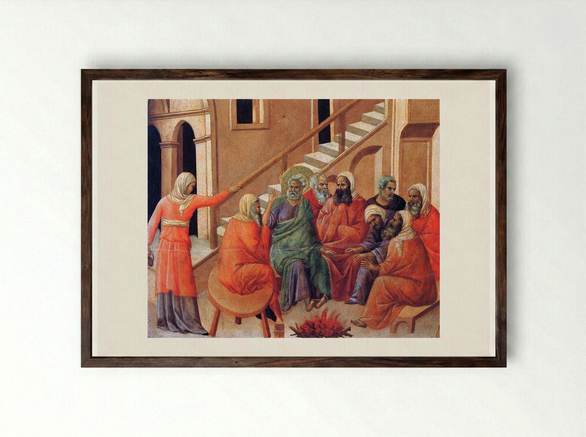 The Denial of Saint Peter - Duccio di Buoninsegna - Framed Print Dark Wood
