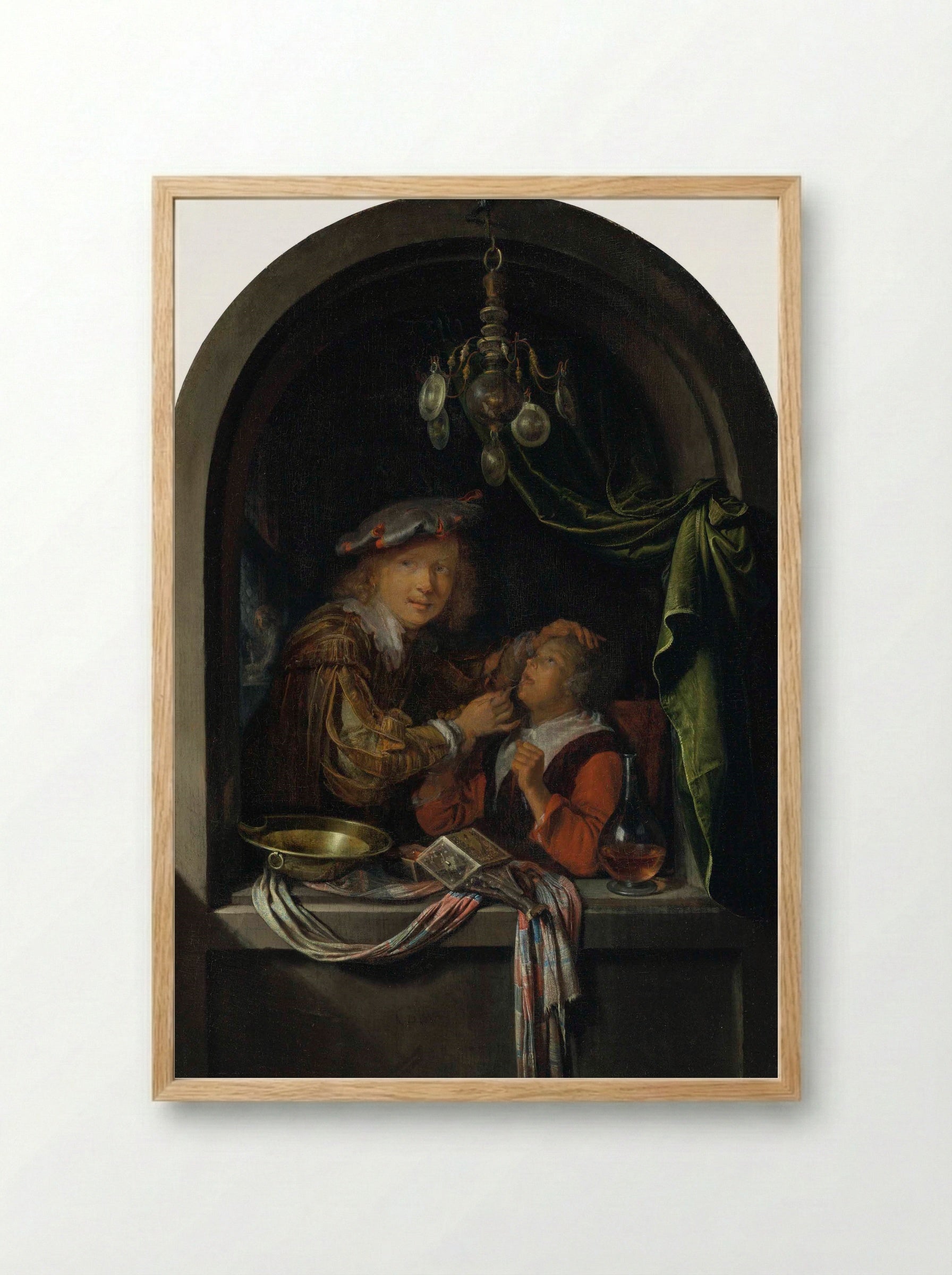 The Dentist - Gerrit Dou - Framed Print Wood