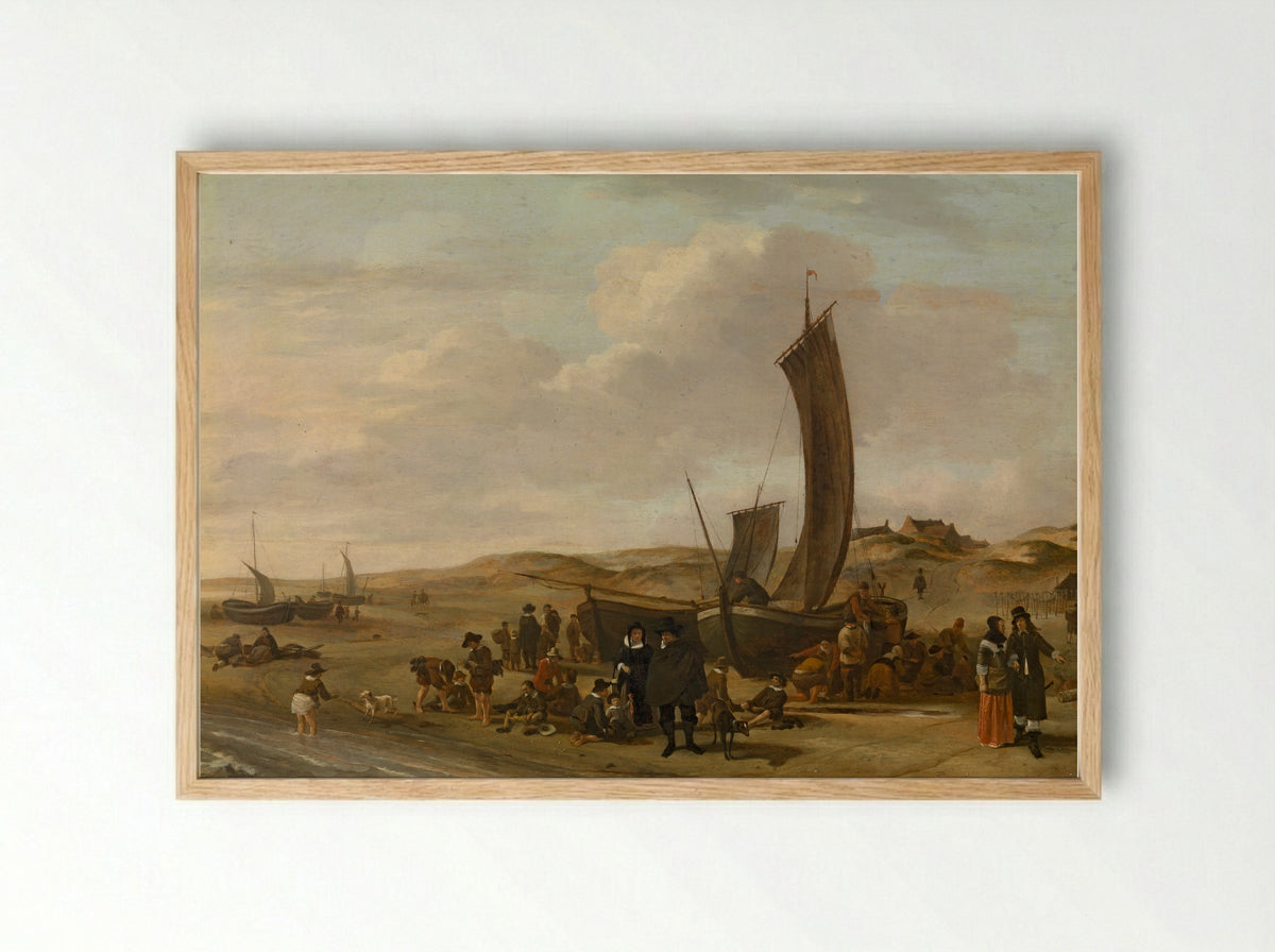 The Departure of Charles II from Scheveningen - Cornelis Beelt - Framed Print Wood