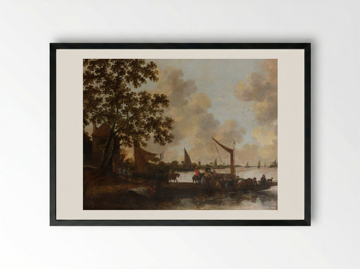 The Departure of Charles II of England from Scheveningen - Hendrick de Meijer - Framed Print Black
