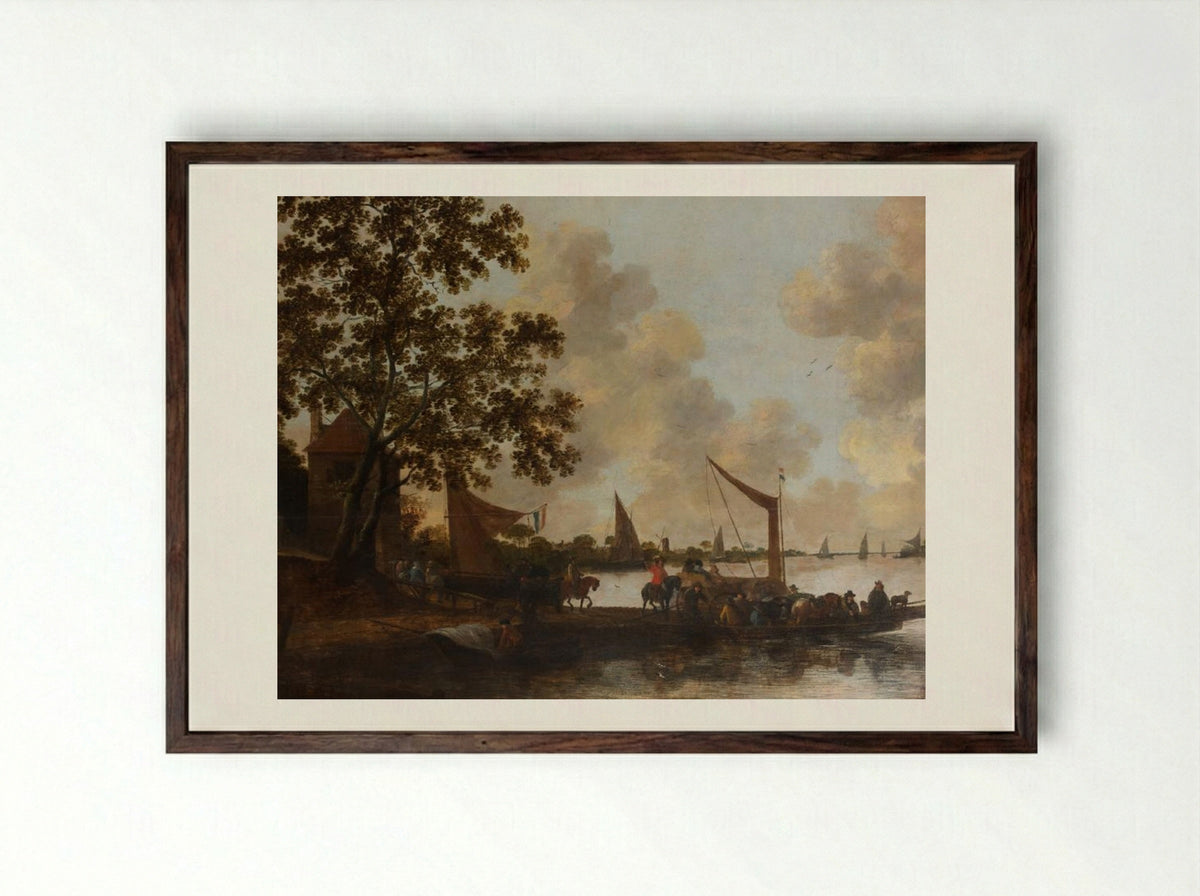 The Departure of Charles II of England from Scheveningen - Hendrick de Meijer - Framed Print Dark Wood