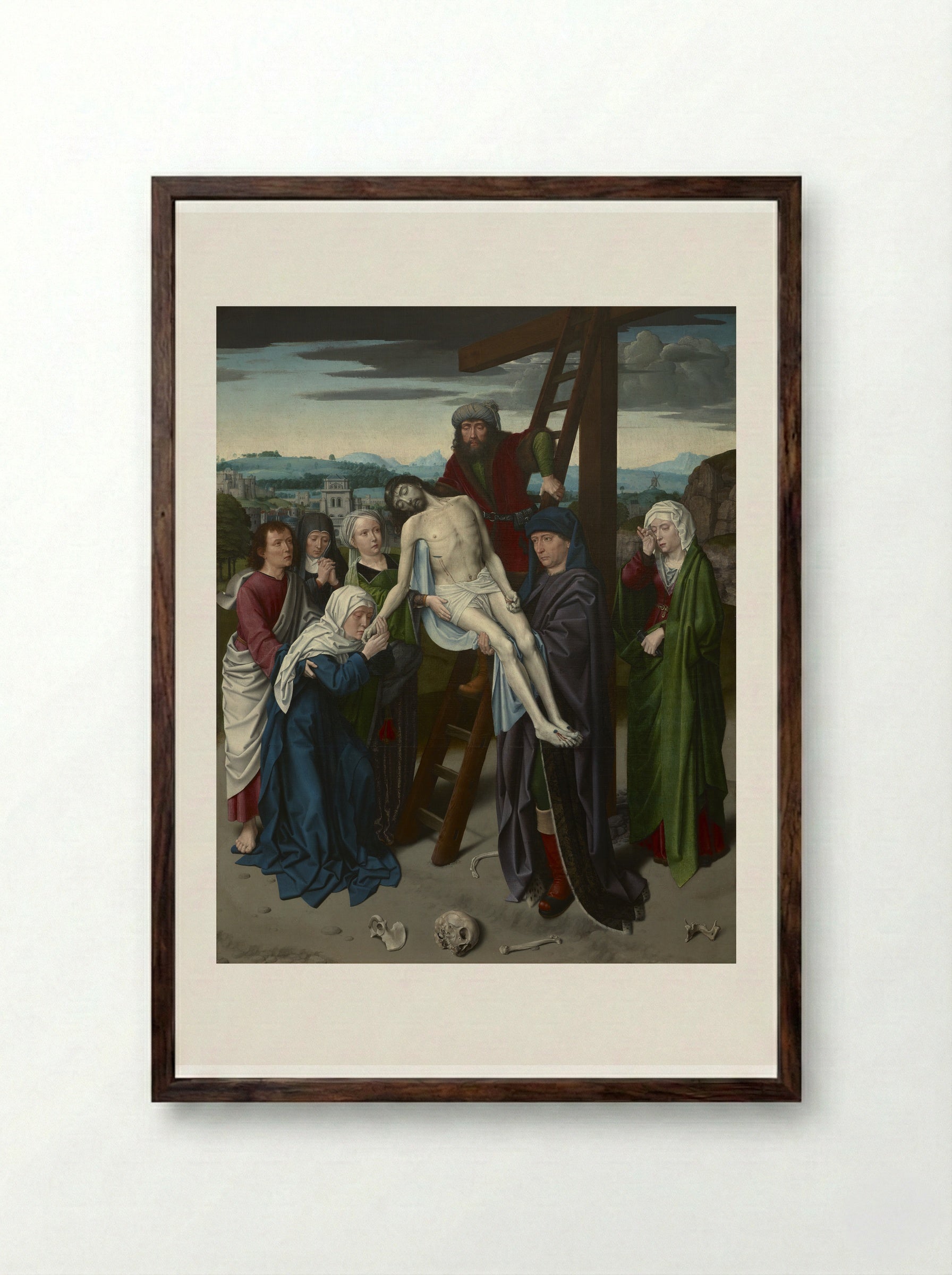 The Deposition - Gerard David - Framed Print Dark Wood