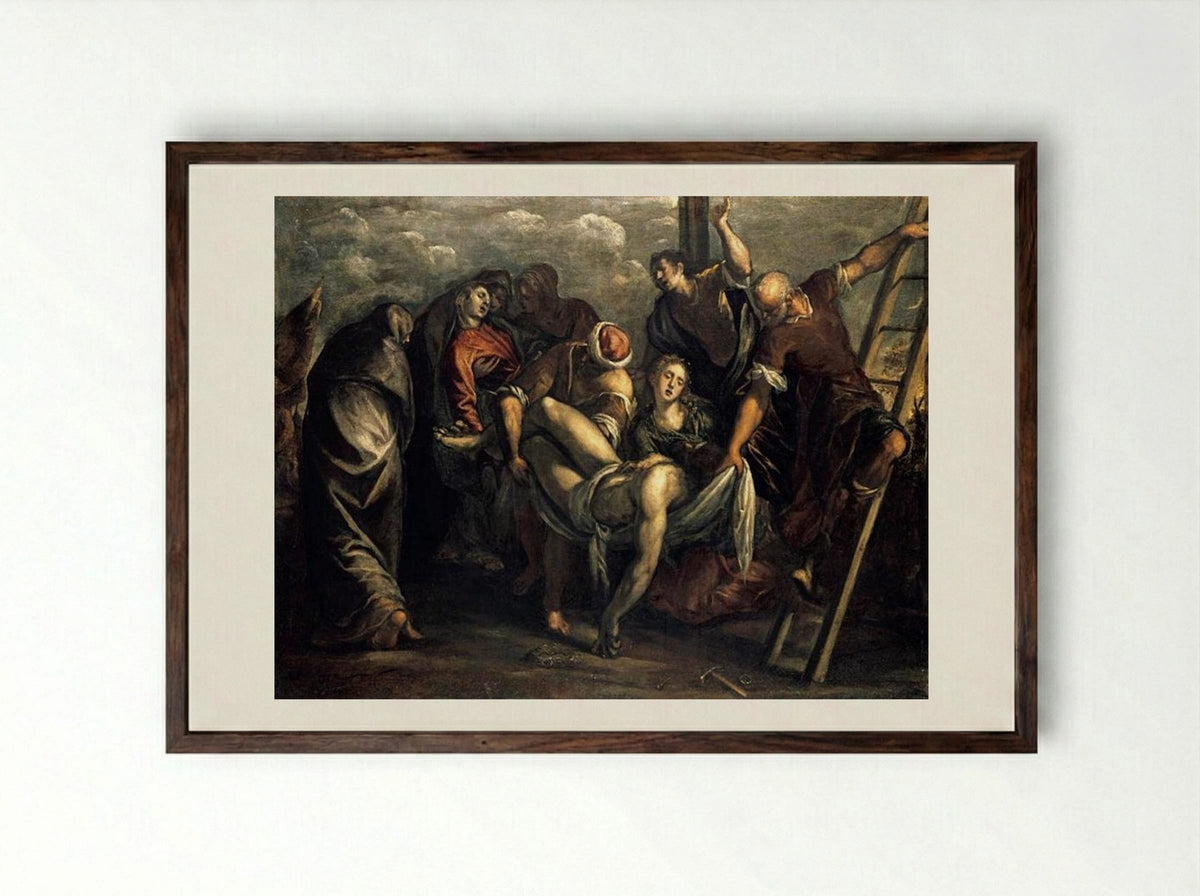 The Deposition - Tintoretto - Framed Print Dark Wood