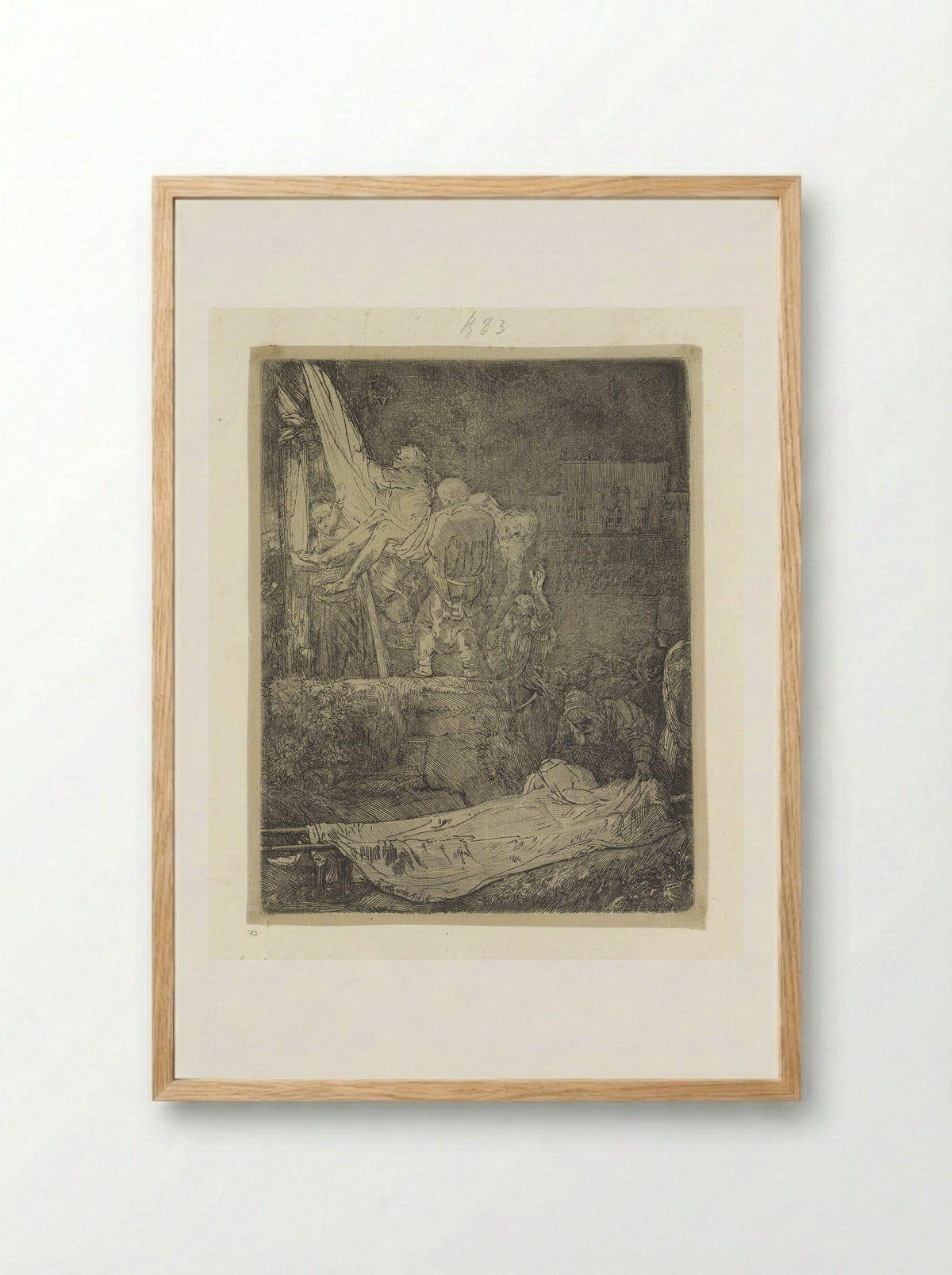 The Descent from the Cross by Torchlight - Henry Louis Basan - Framed Print Wood