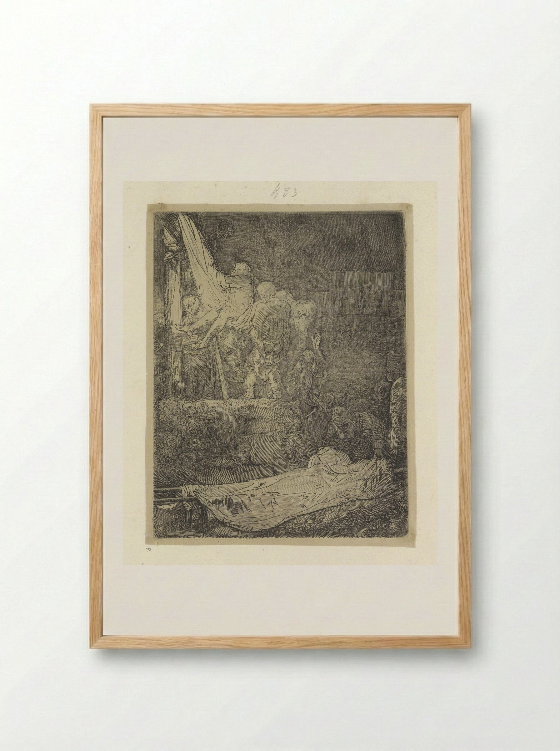 The Descent from the Cross by Torchlight - Henry Louis Basan - Framed Print Wood