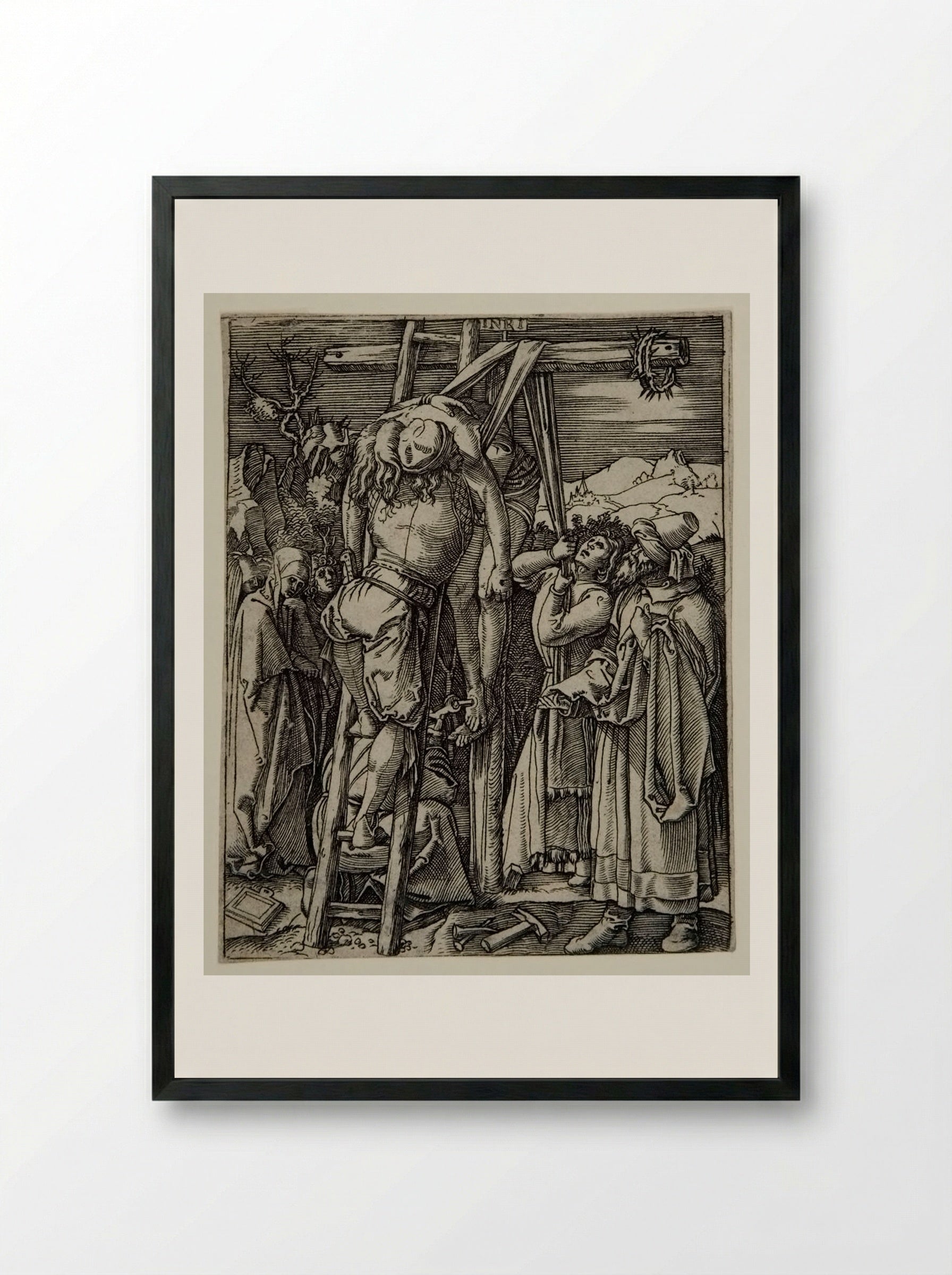 The Descent from the Cross - Marcantonio Raimondi - Framed Print Black
