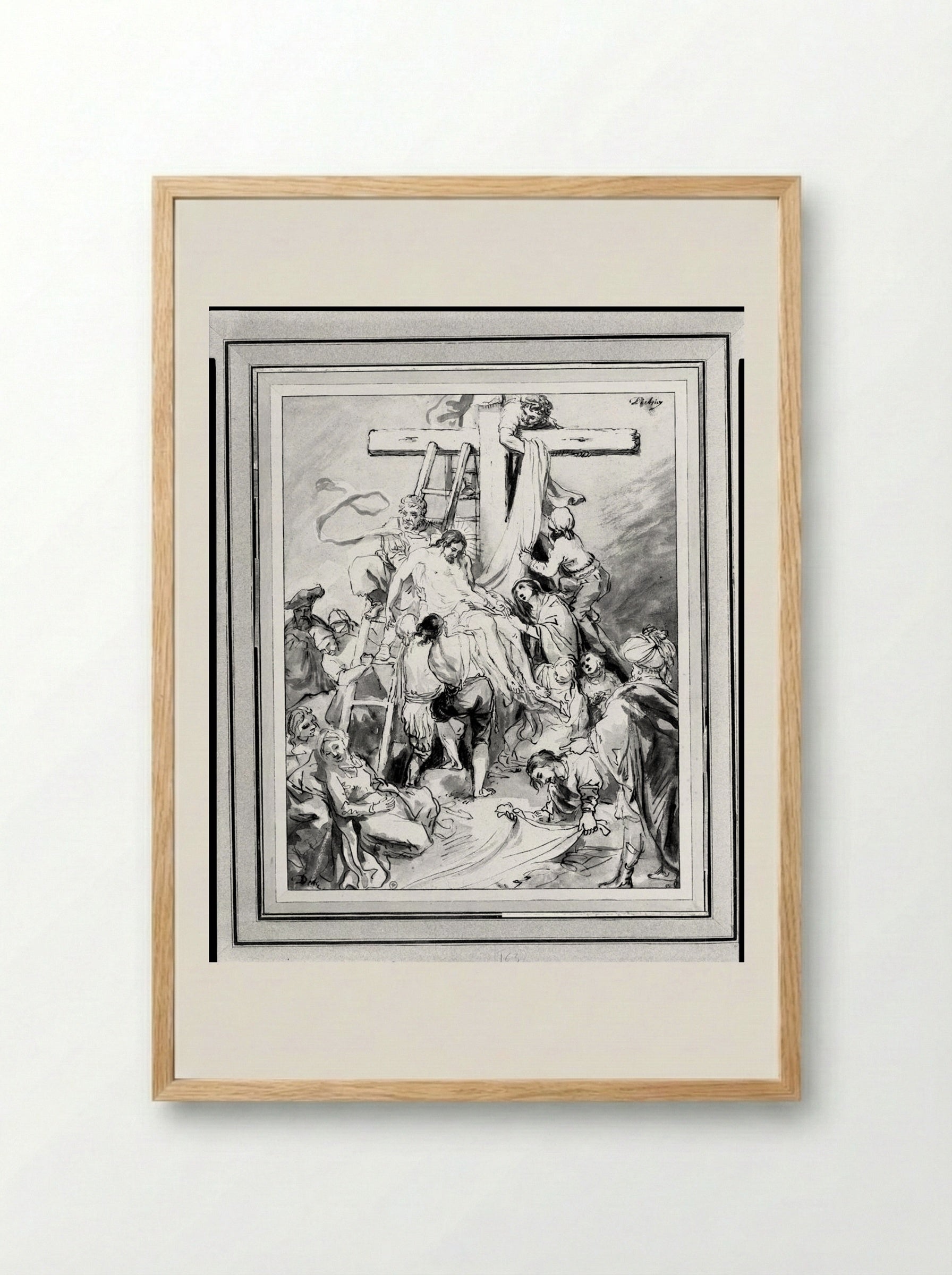 The Descent from the Cross - Christian Wilhelm Ernst Dietrich - Framed Print Wood