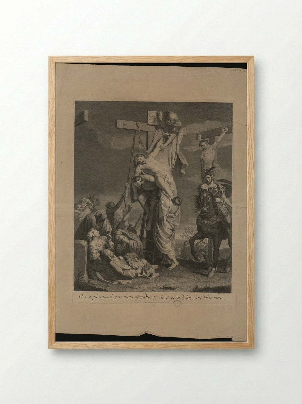 The Descent from the Cross - François de Poilly (I) - Framed Print Wood
