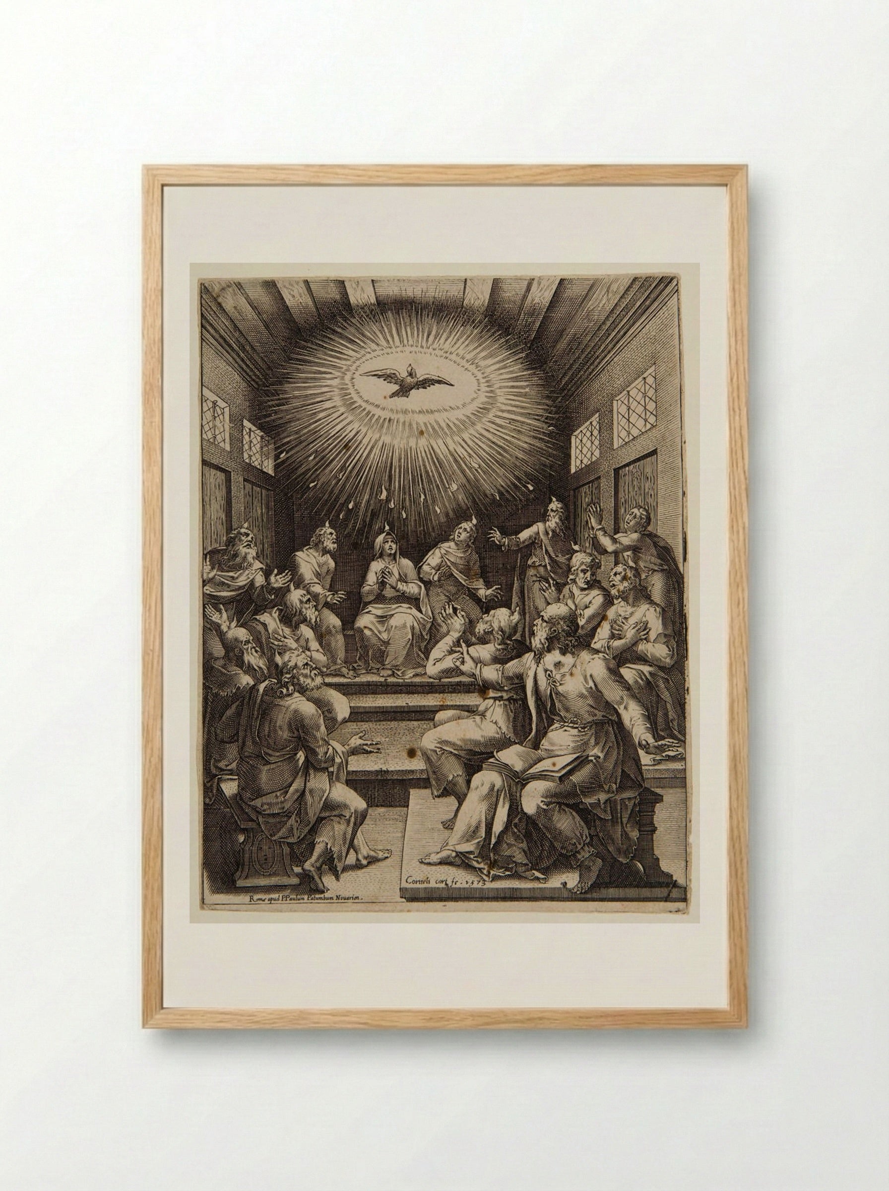 The Descent of the Holy Spirit - Cornelis Cort - Framed Print Wood