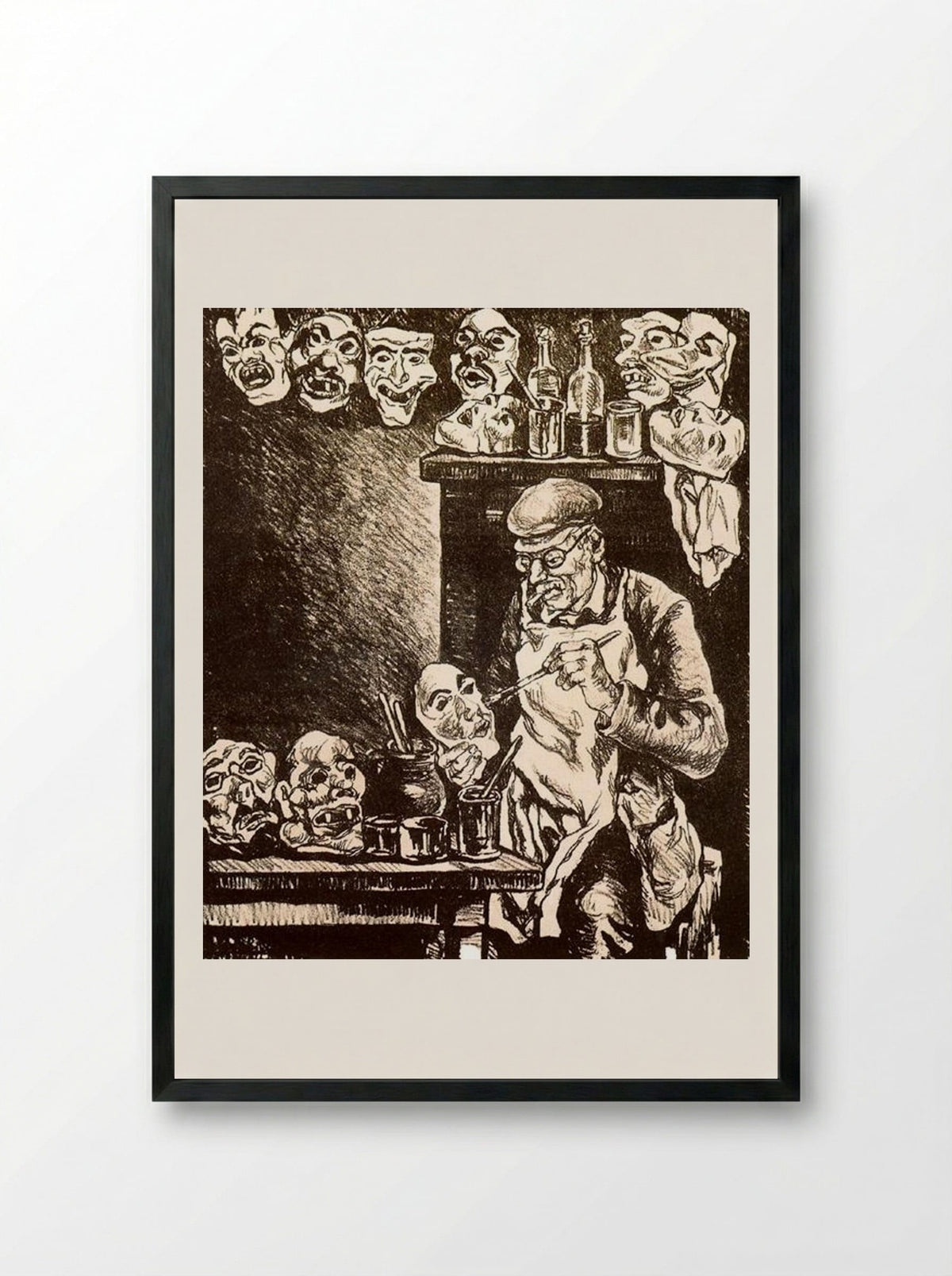 The Designer of Masks - José Gutiérrez Solana - Framed Print Black