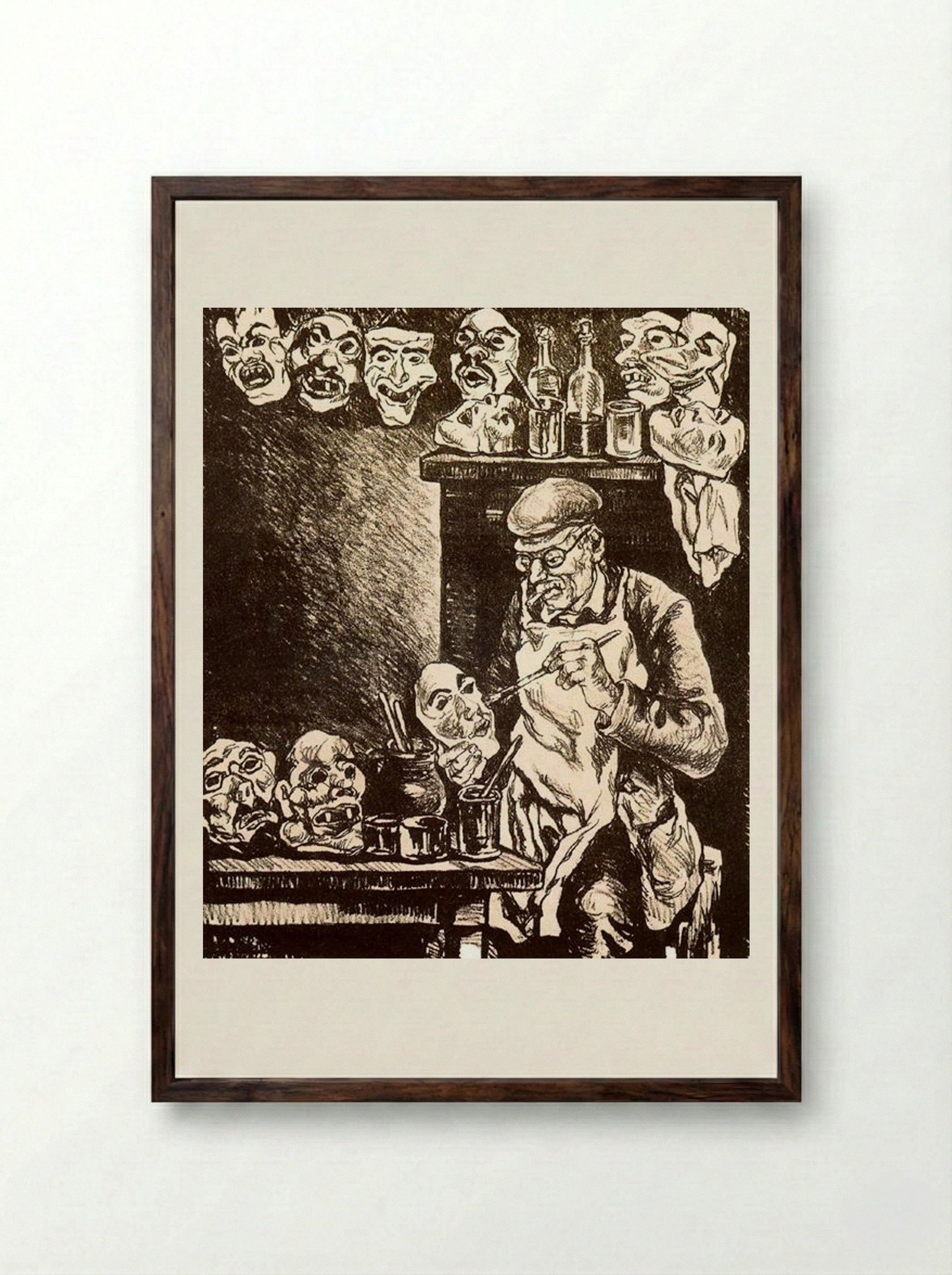 The Designer of Masks - José Gutiérrez Solana - Framed Print Dark Wood