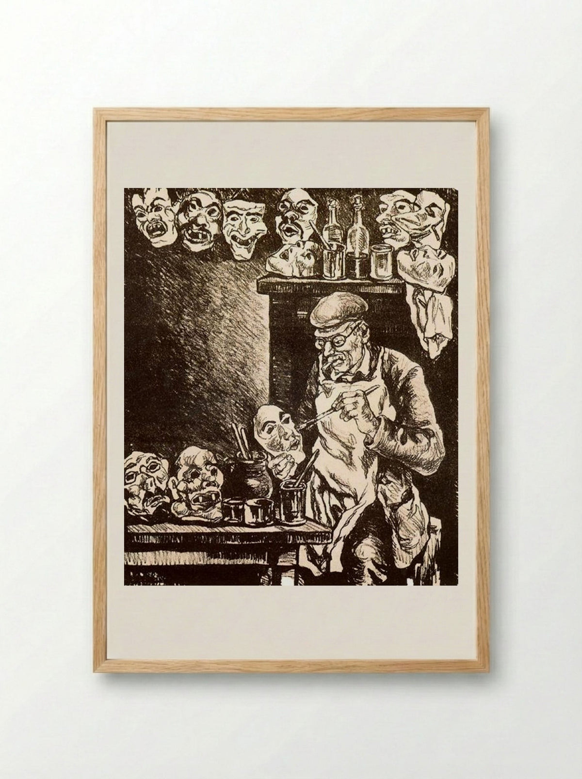 The Designer of Masks - José Gutiérrez Solana - Framed Print Wood