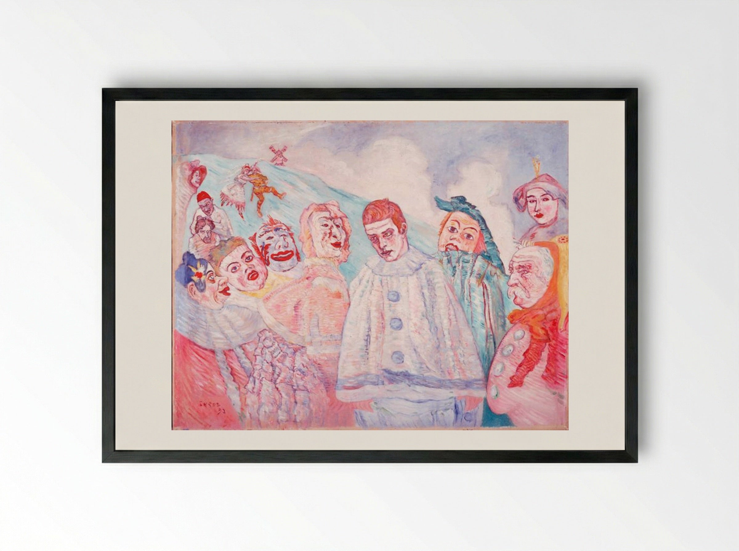 The Despair of Pierrot - James Ensor - Framed Print Black