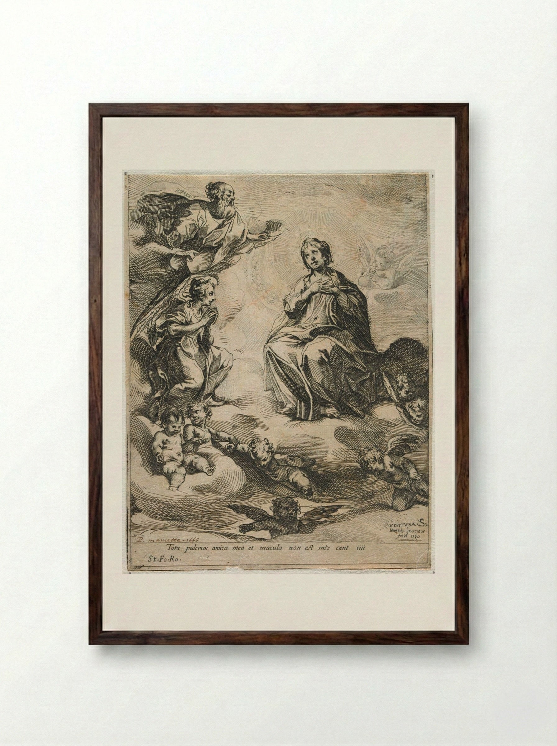 The Destiny of the Virgin - Ventura Salimbeni - Framed Print Dark Wood