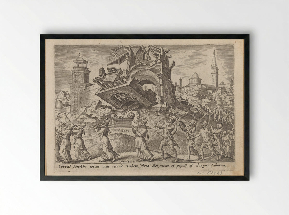 The Destruction of Jericho - Philips Galle - Framed Print Black