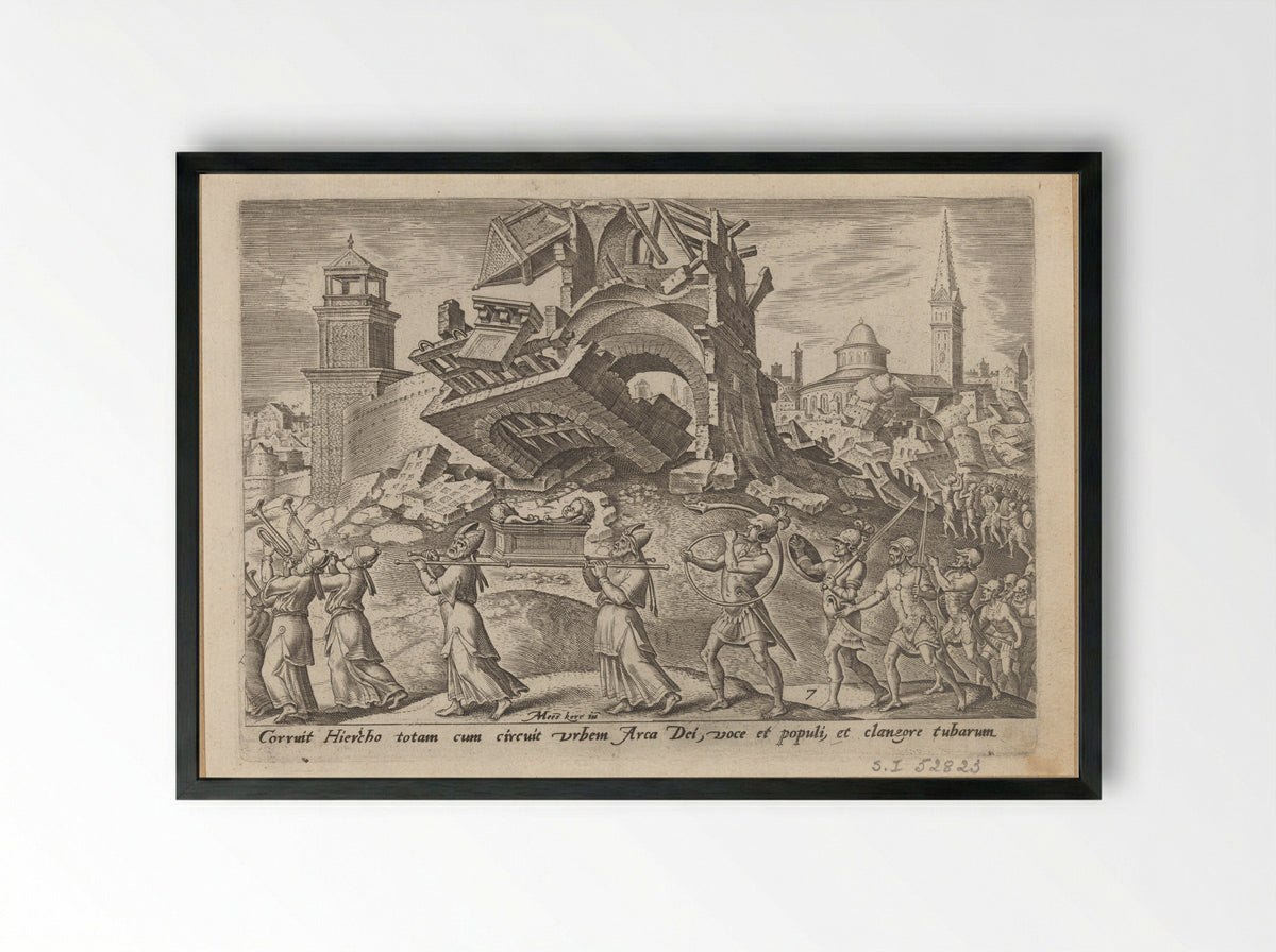 The Destruction of Jericho - Philips Galle - Framed Print Black