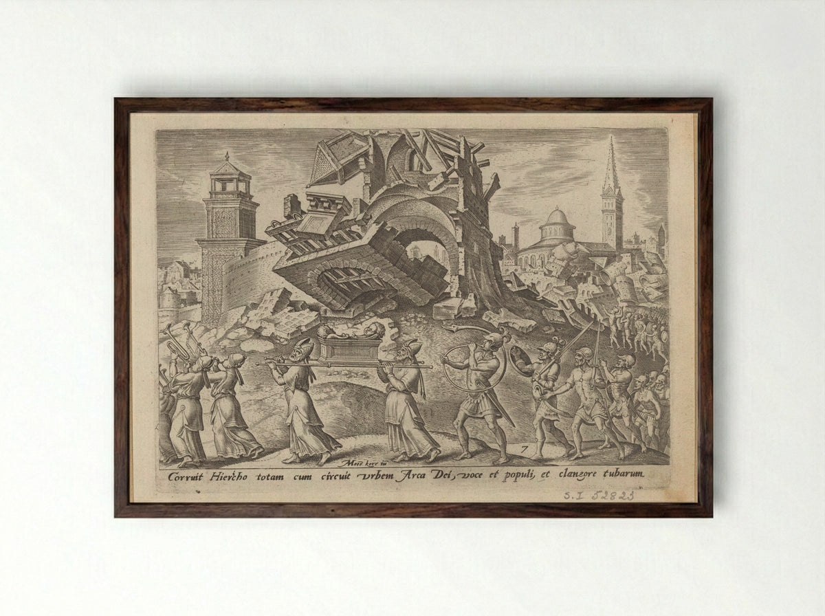 The Destruction of Jericho - Philips Galle - Framed Print Dark Wood