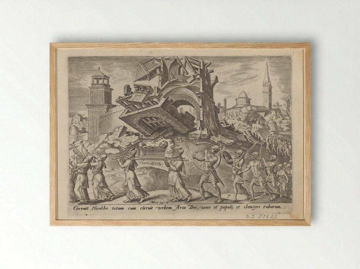The Destruction of Jericho - Philips Galle - Framed Print Wood