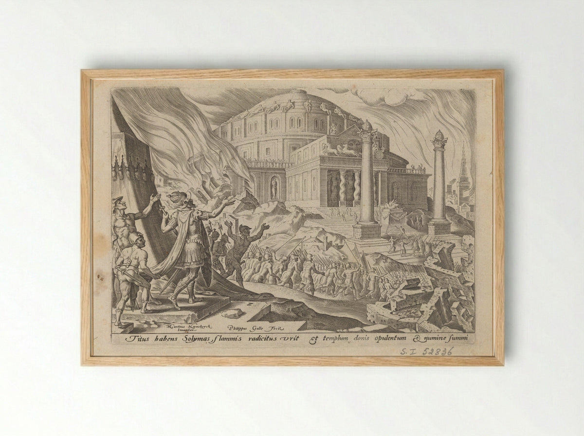 The Destruction of Jerusalem by Emperor Titus - Philips Galle - Framed Print Wood