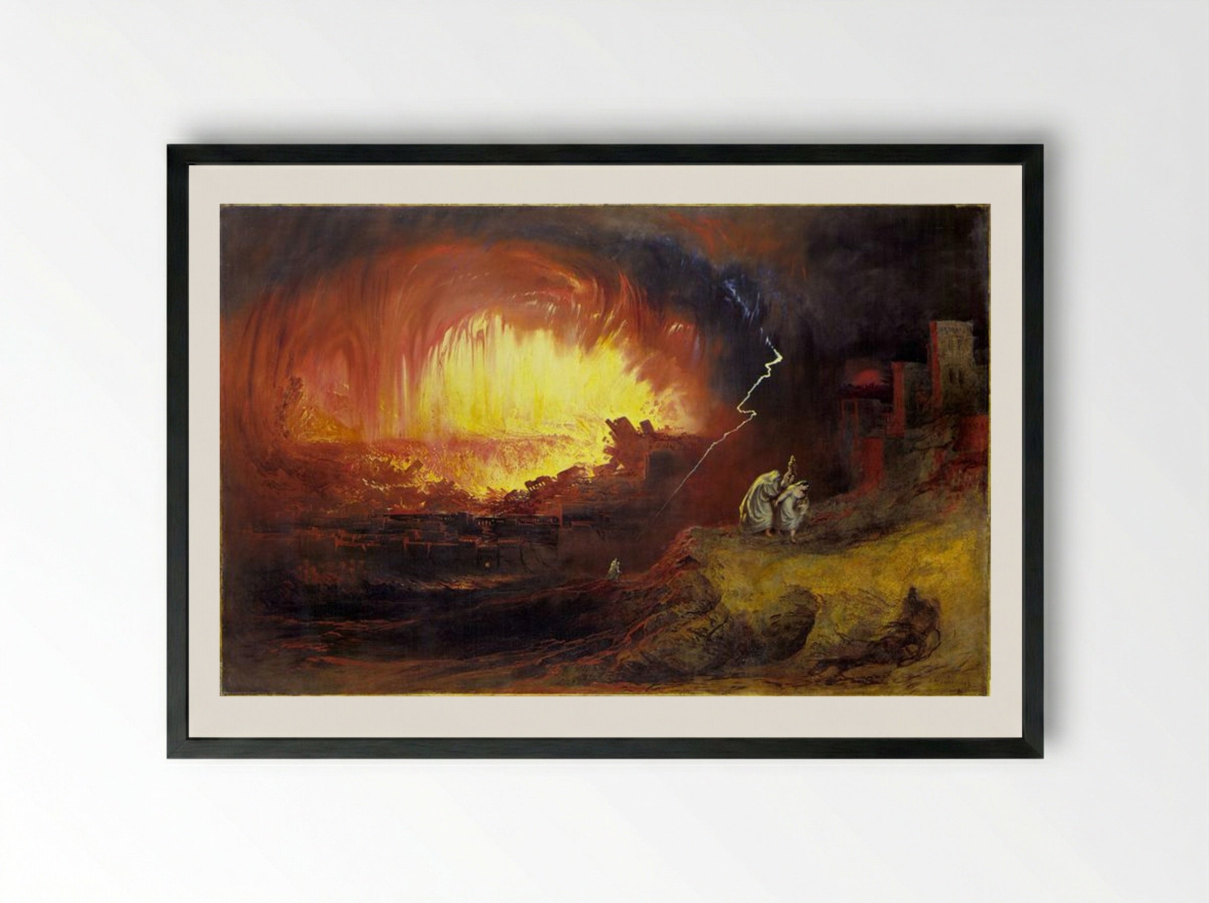 The Destruction of Sodom and Gomorrah - John Martin - Framed Print Black