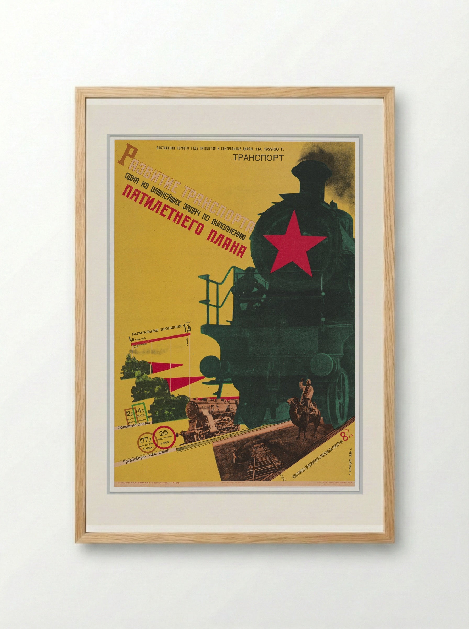 The Development of Transportation: An Important Task of the Five Year Plan - Gustavs Klucis - Framed Print Wood
