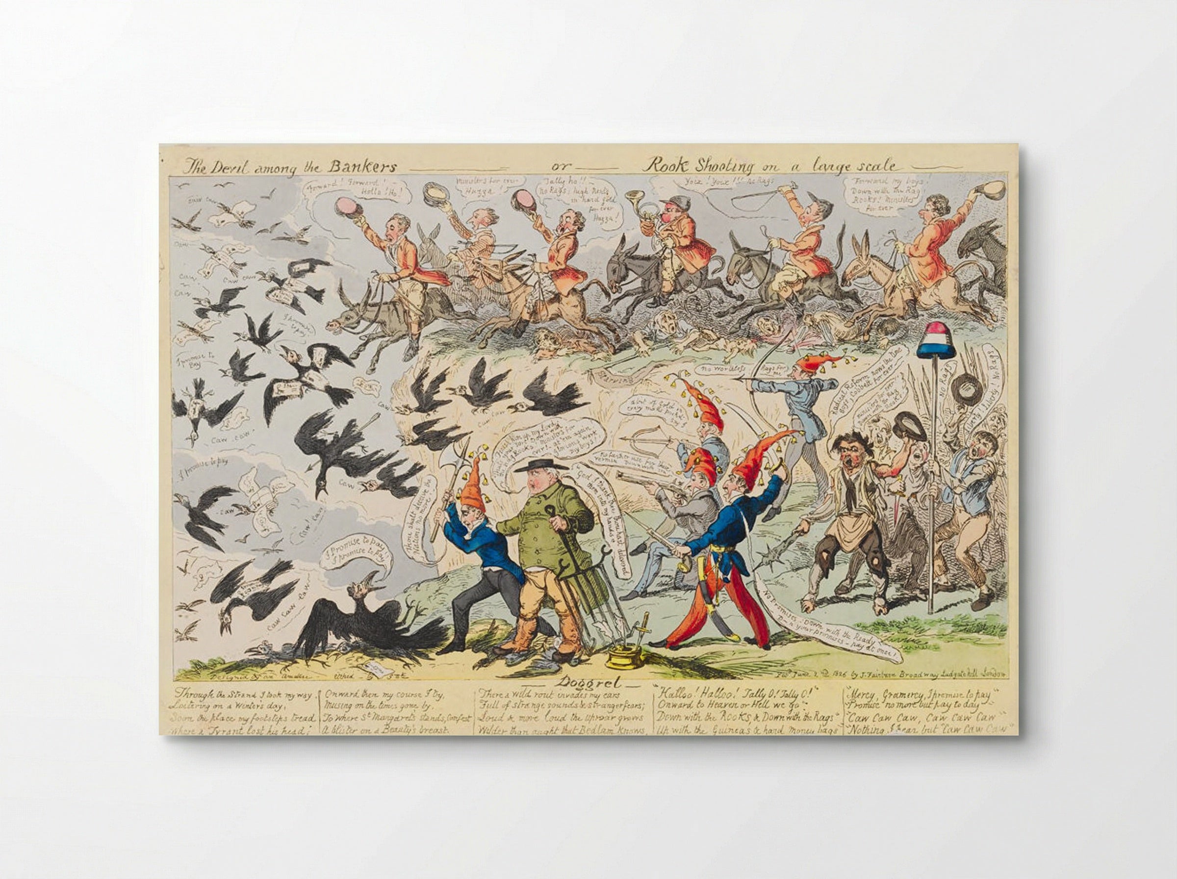 The Devil among the Bankers, or Rook Shooting on a large scale - George Cruikshank - Poster