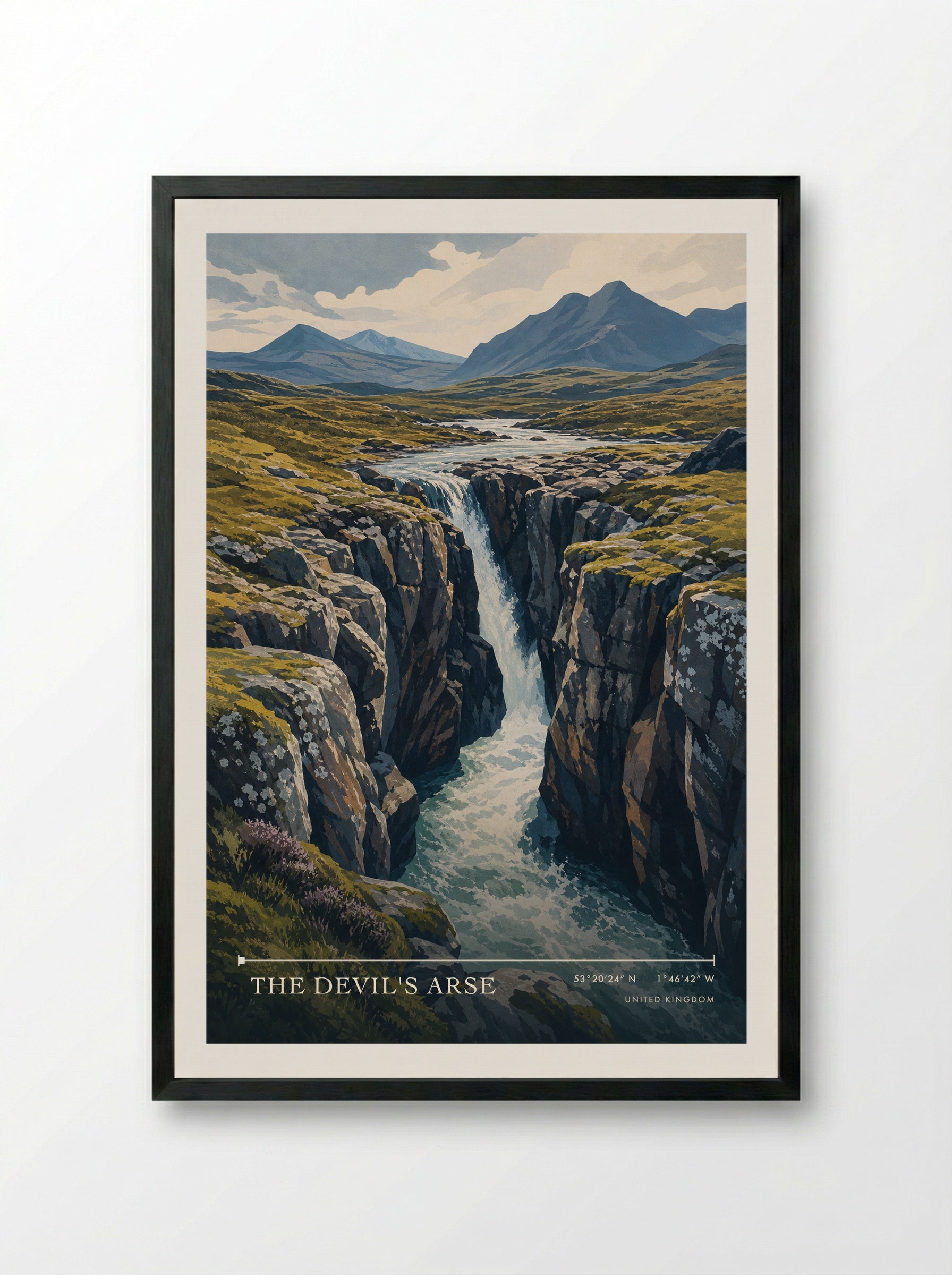 The Devil's Arse United Kingdom Travel Poster - Framed Print Black
