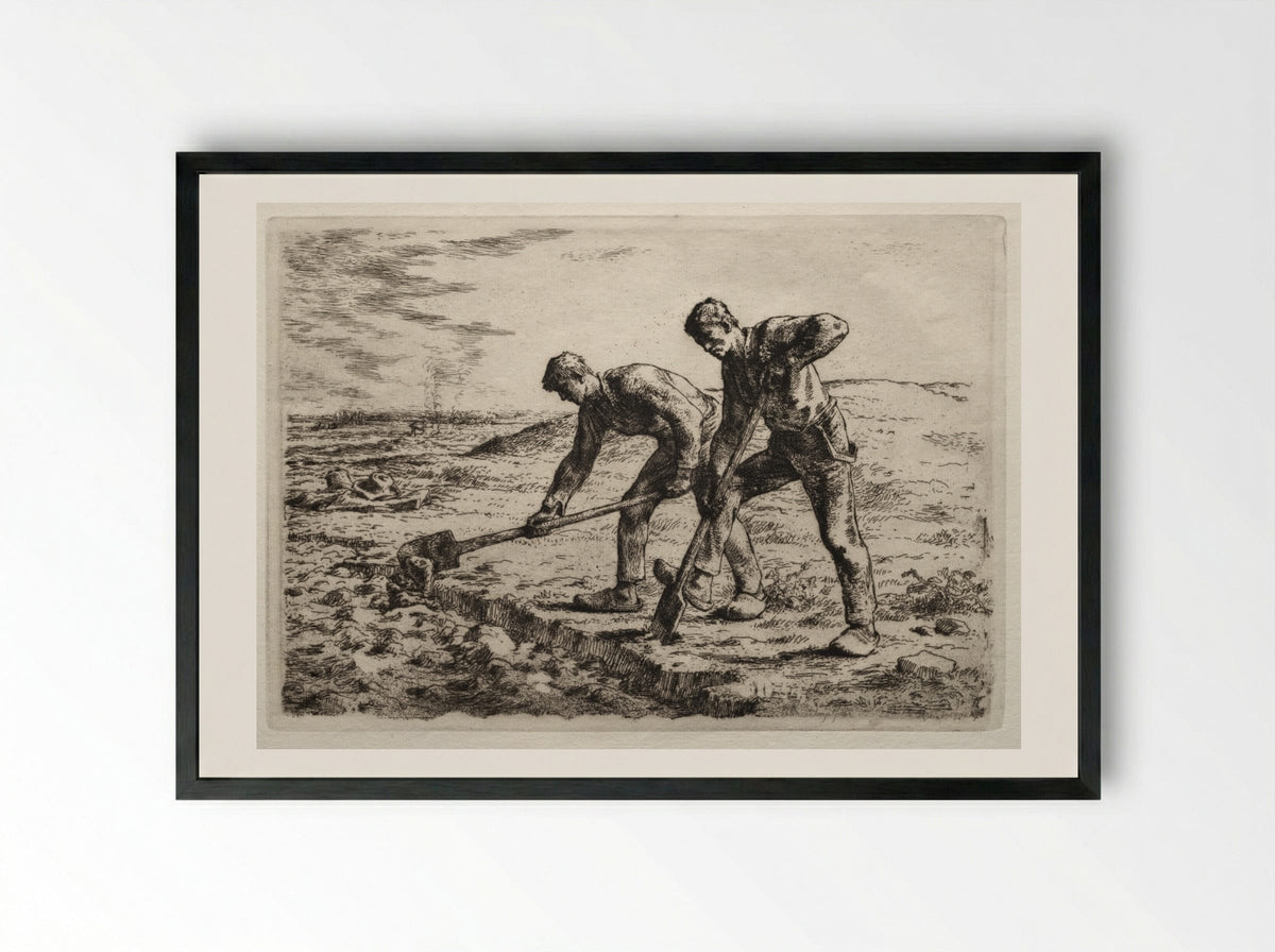 The Diggers - Jean-François Millet - Framed Print Black