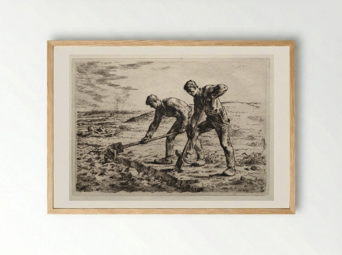 The Diggers - Jean-François Millet - Framed Print Wood