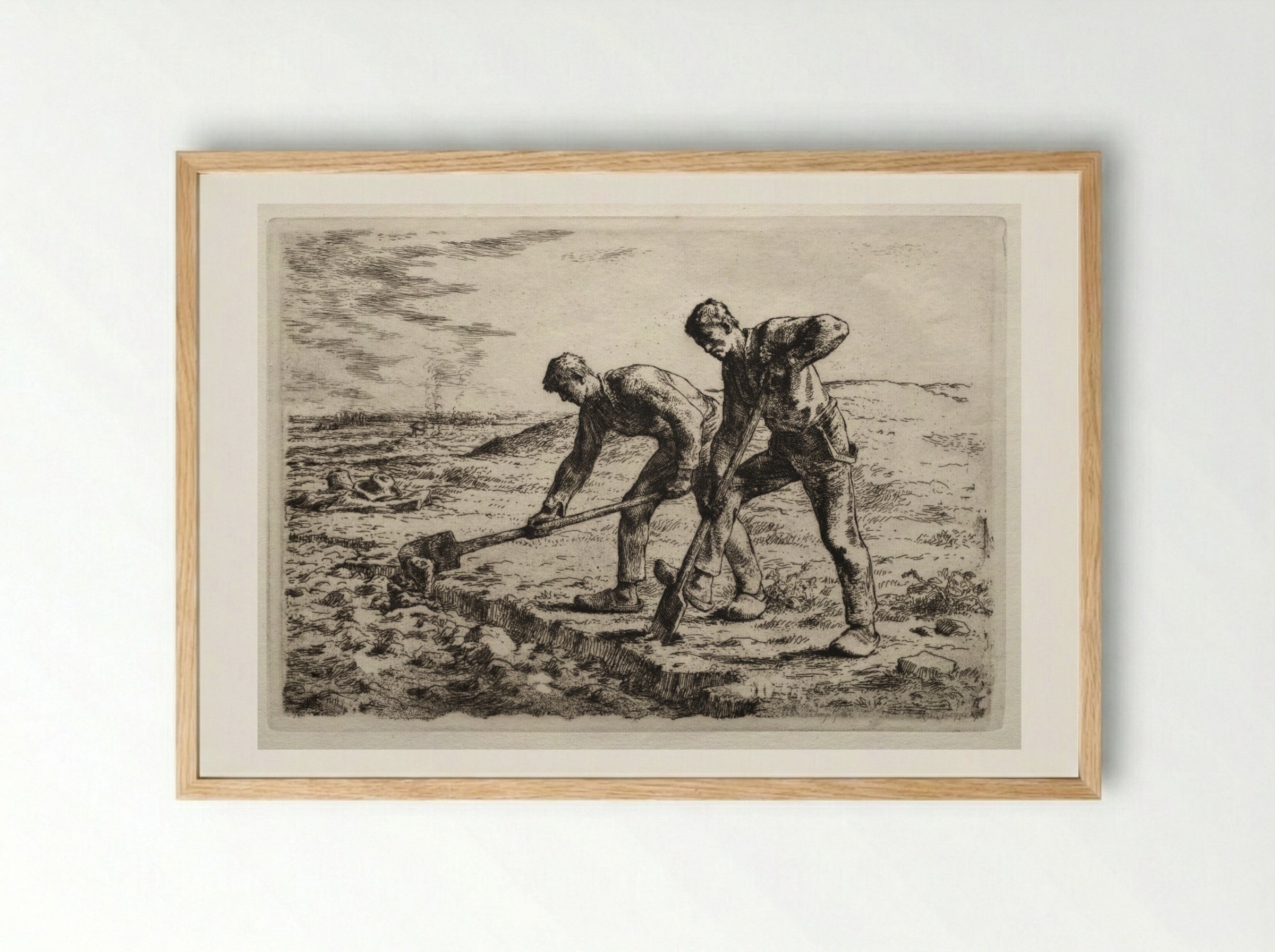 The Diggers - Jean-François Millet - Framed Print Wood