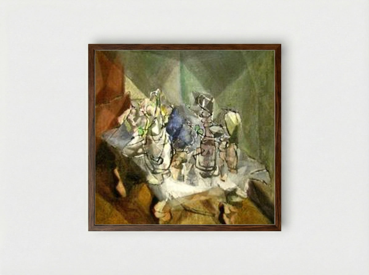 The Dining Table - Jacques Villon - Framed Print Dark Wood