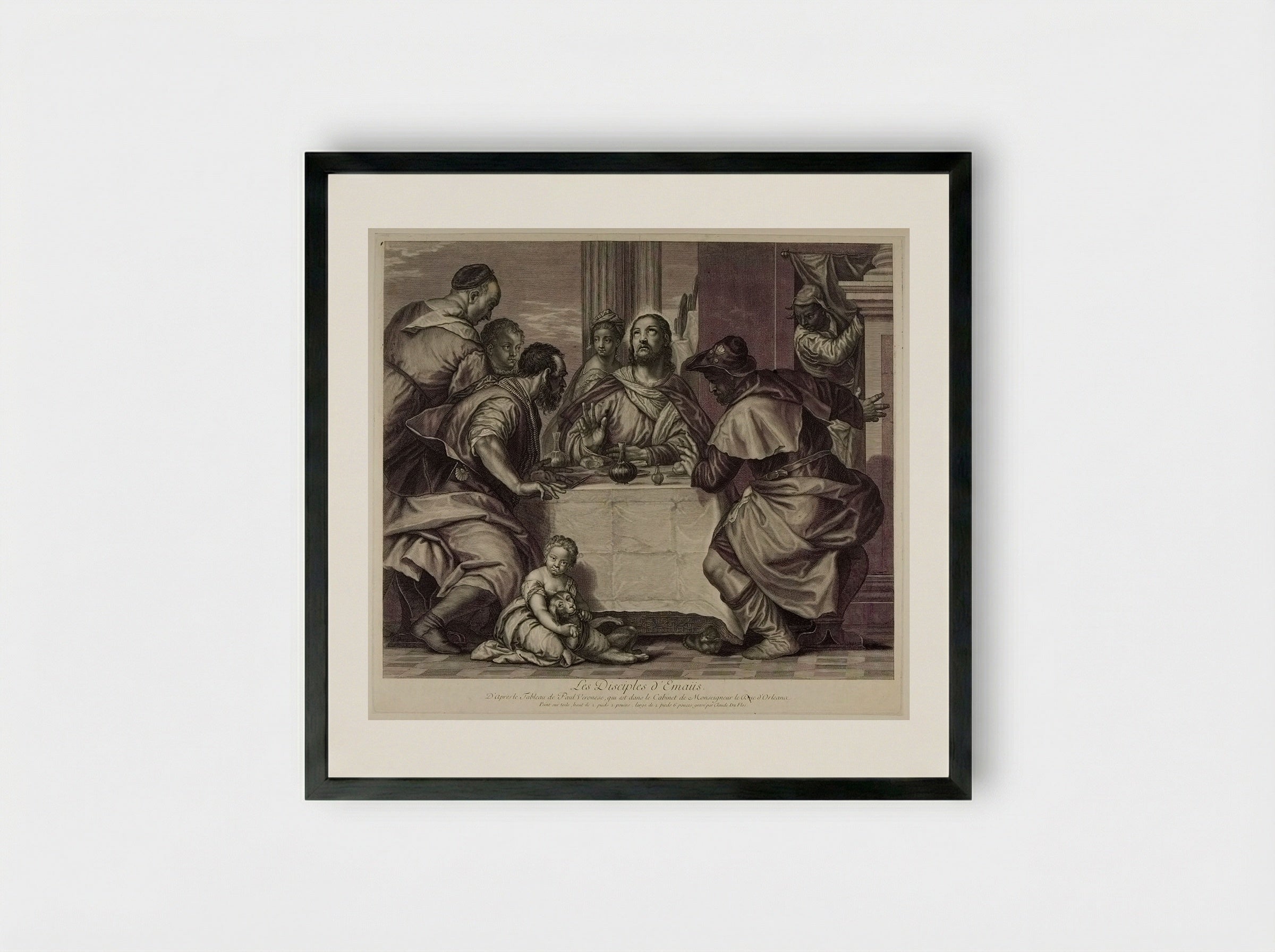 The Disciples at Emmaus - Claude Augustin Duflos - Framed Print Black