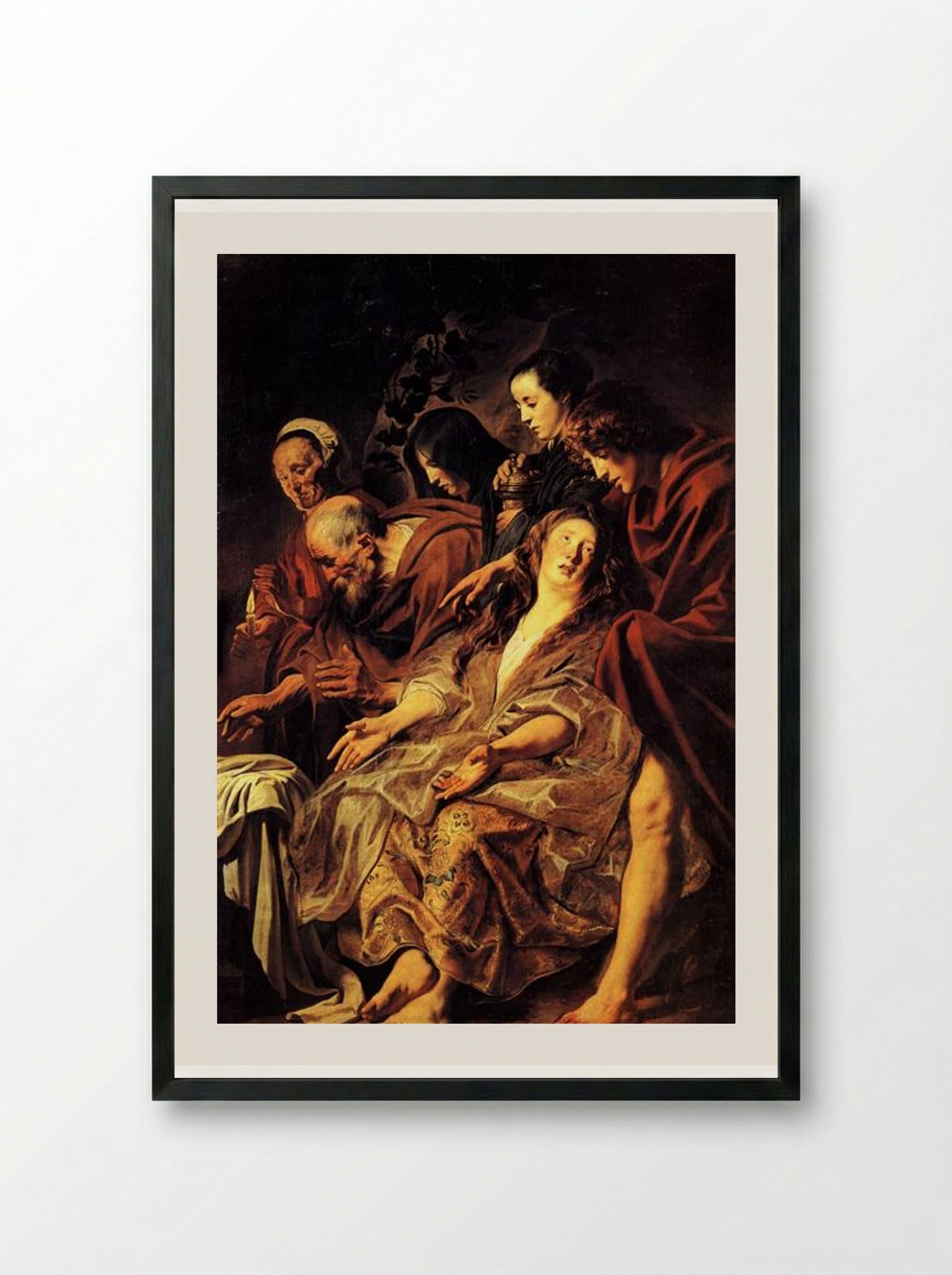 The Disciples at the Tomb - Jacob Jordaens - Framed Print Black