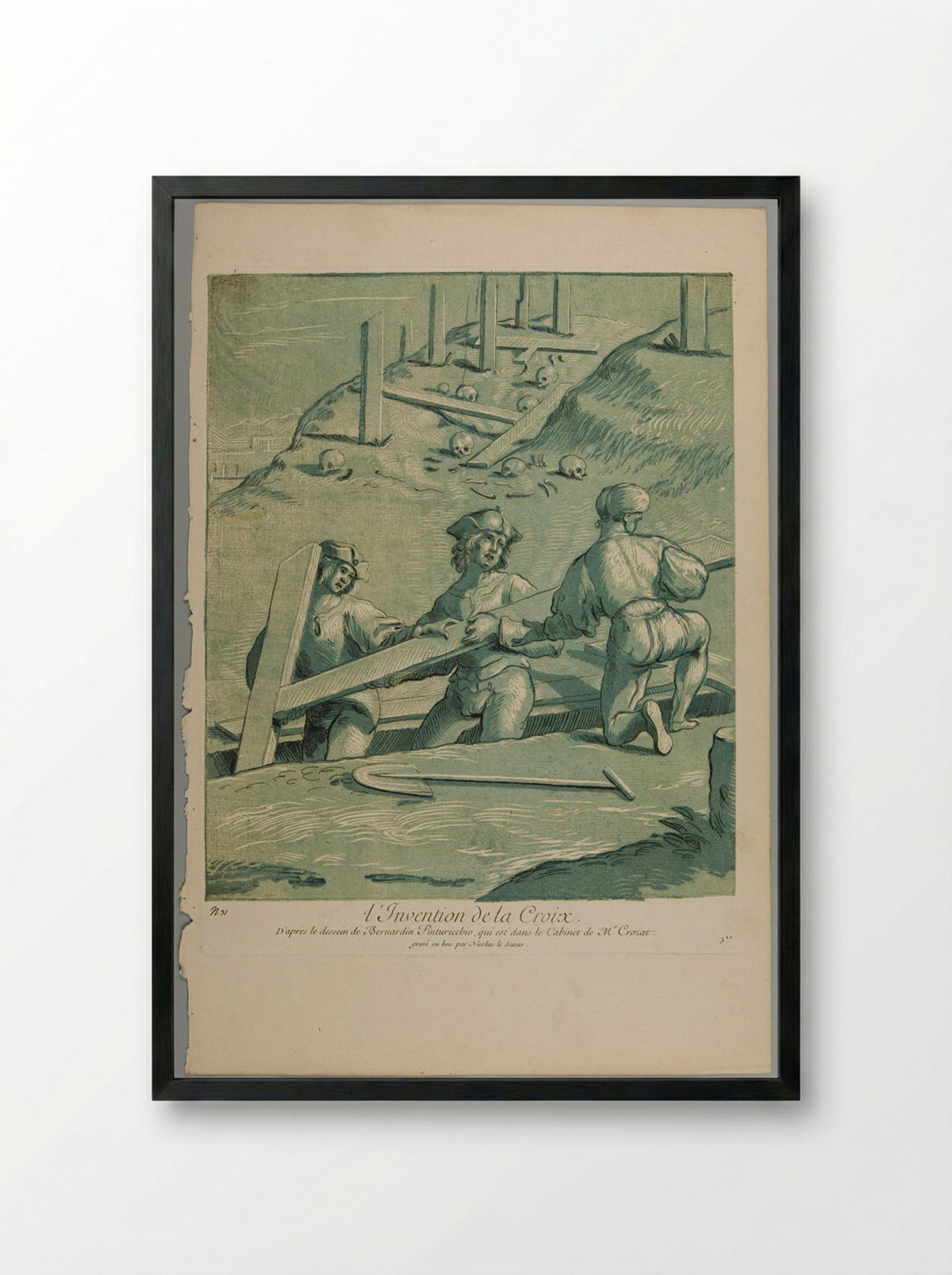 The Discovery of the Cross - Nicolas Le Sueur - Framed Print Black