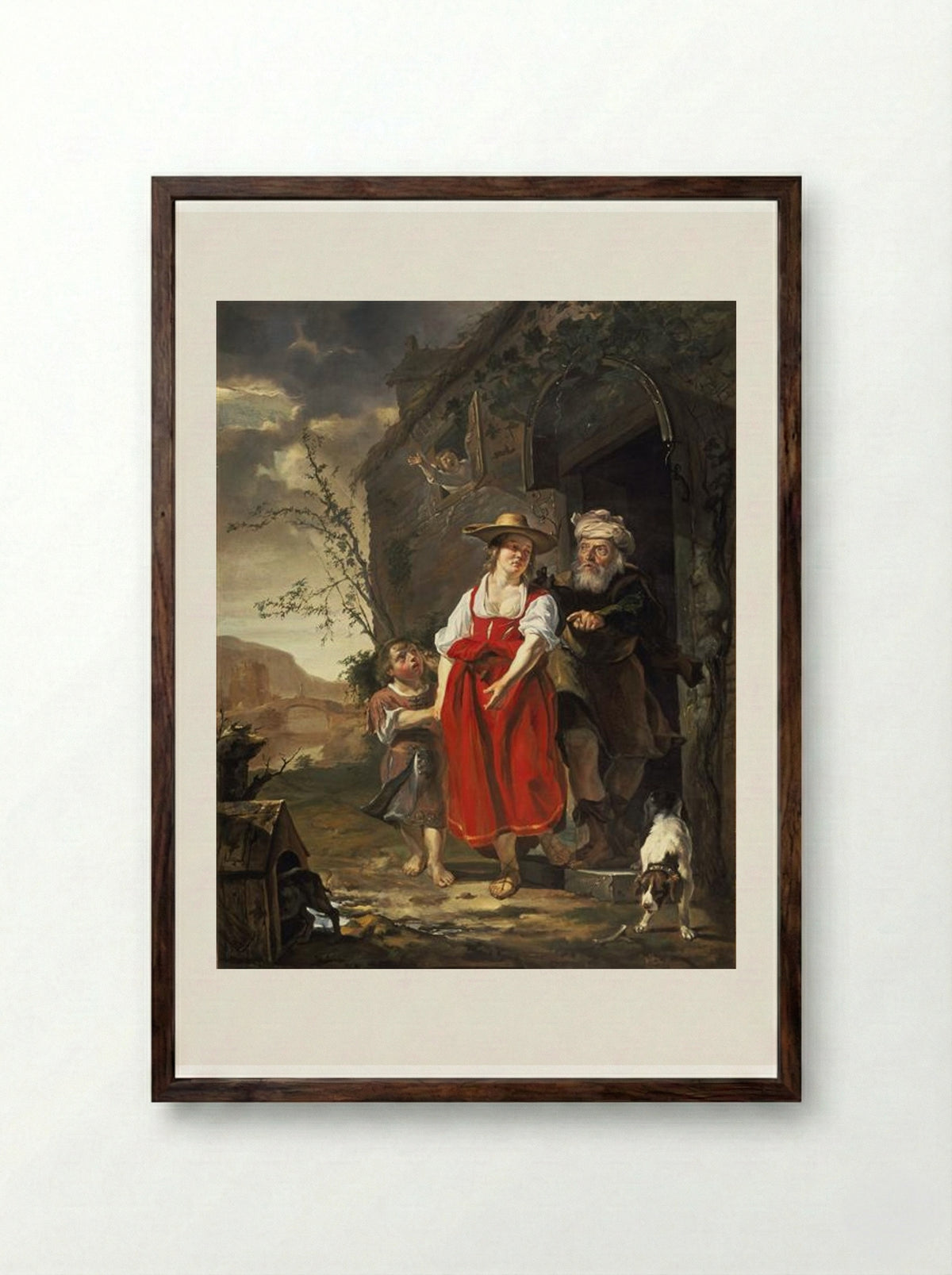 The Dismissal of Hagar - Gabriel Metsu - Framed Print Dark Wood