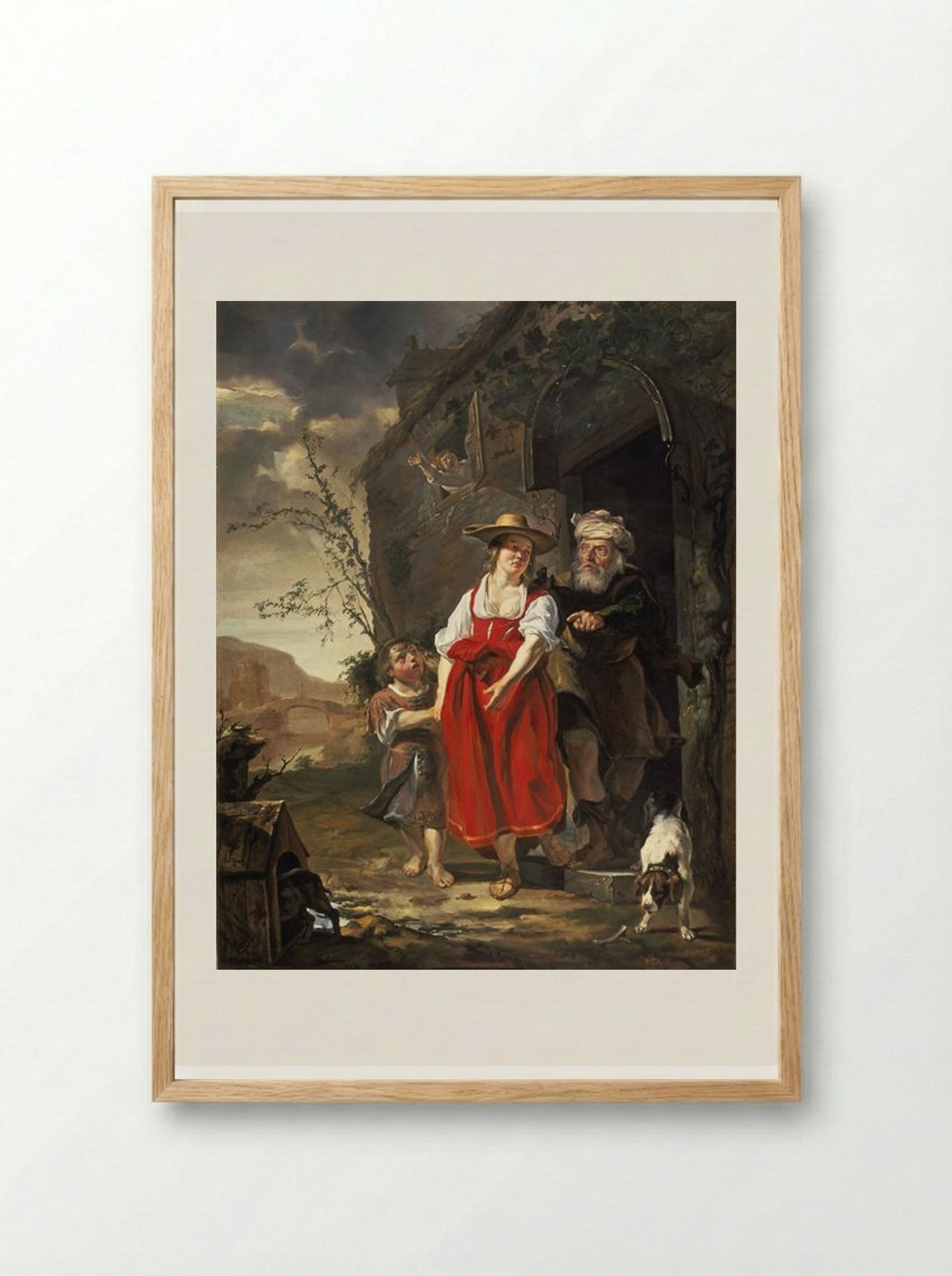 The Dismissal of Hagar - Gabriel Metsu - Framed Print Wood