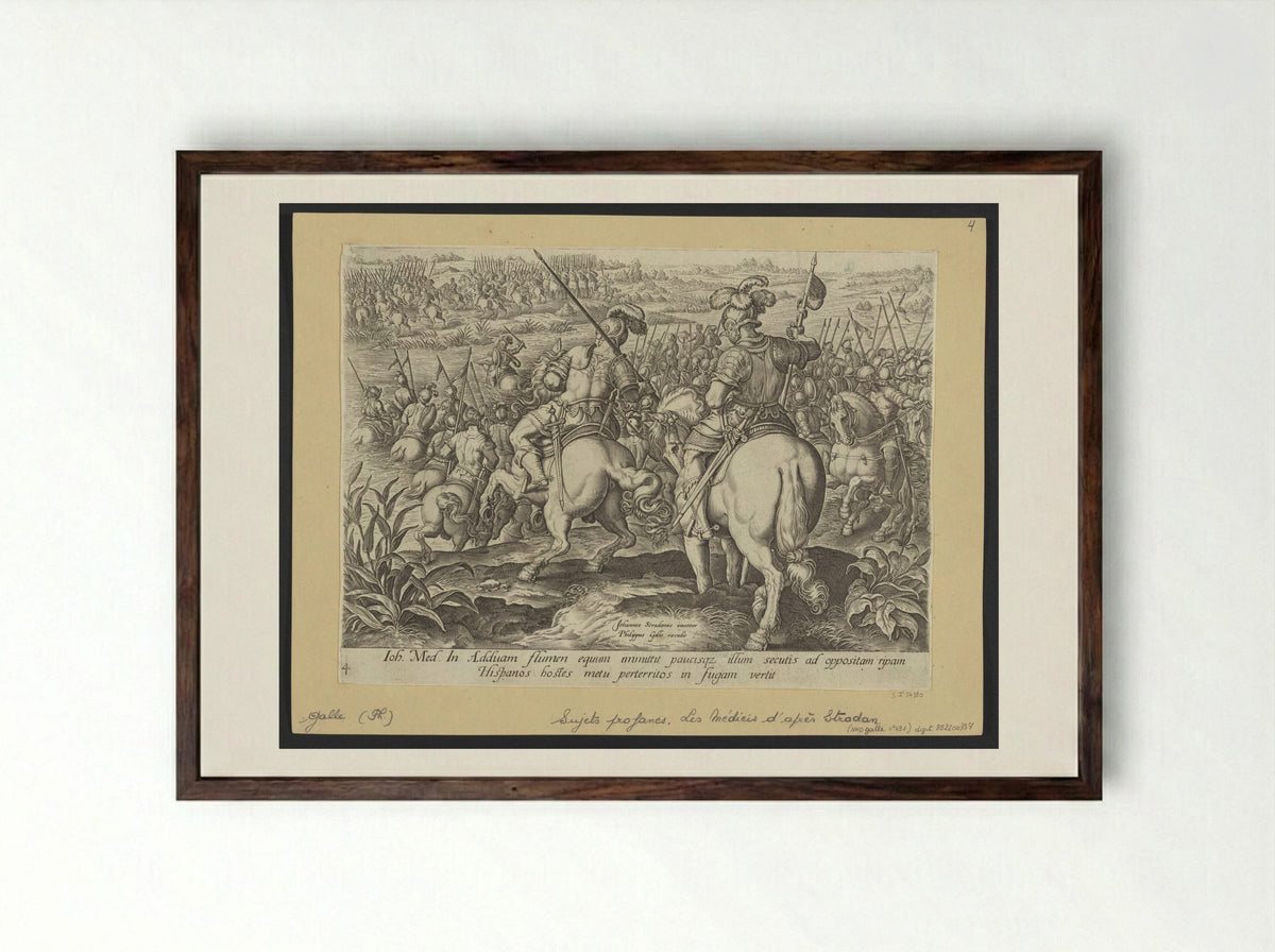 The Dissipation of the Spanish Enemy - Philips Galle - Framed Print Dark Wood