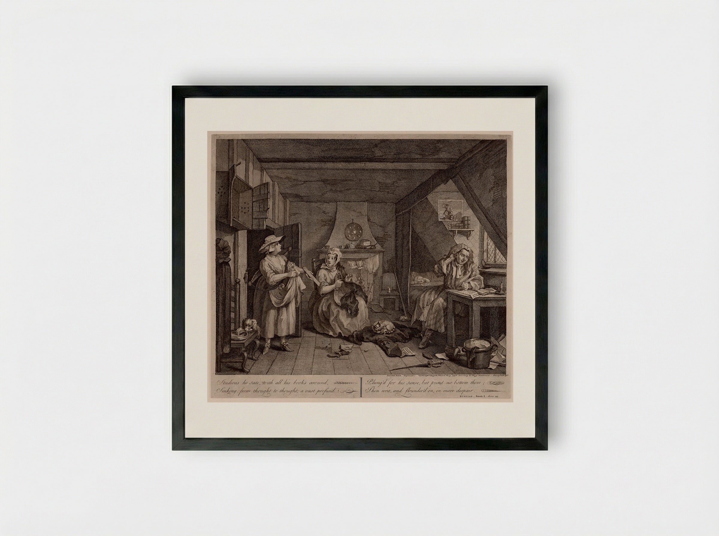 The Distressed Poet - William Hogarth - Framed Print Black