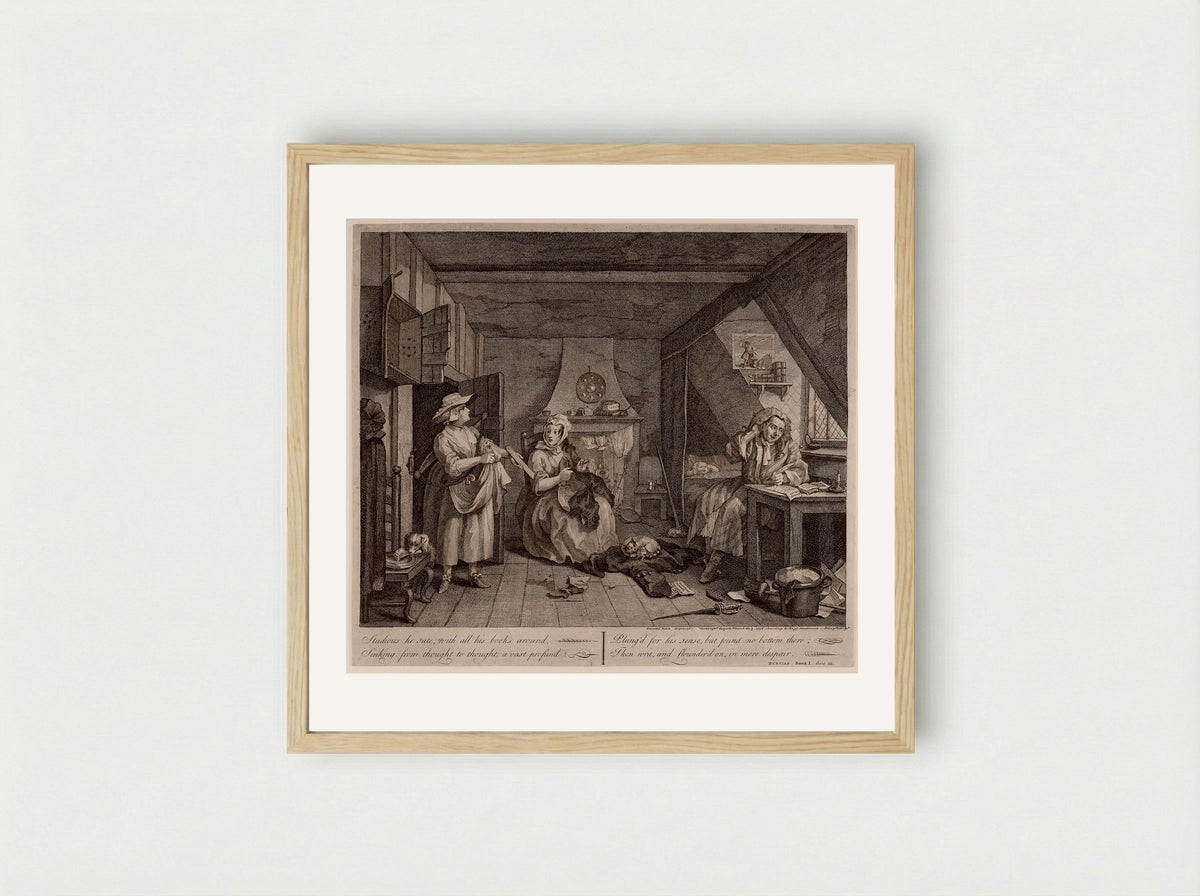 The Distressed Poet - William Hogarth - Framed Print Wood
