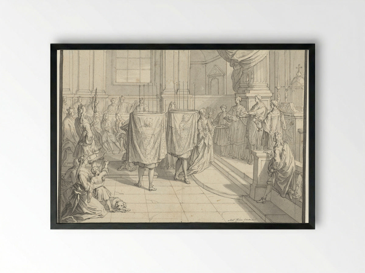 The Distribution of Blessed Bread - Antoine Dieu - Framed Print Black