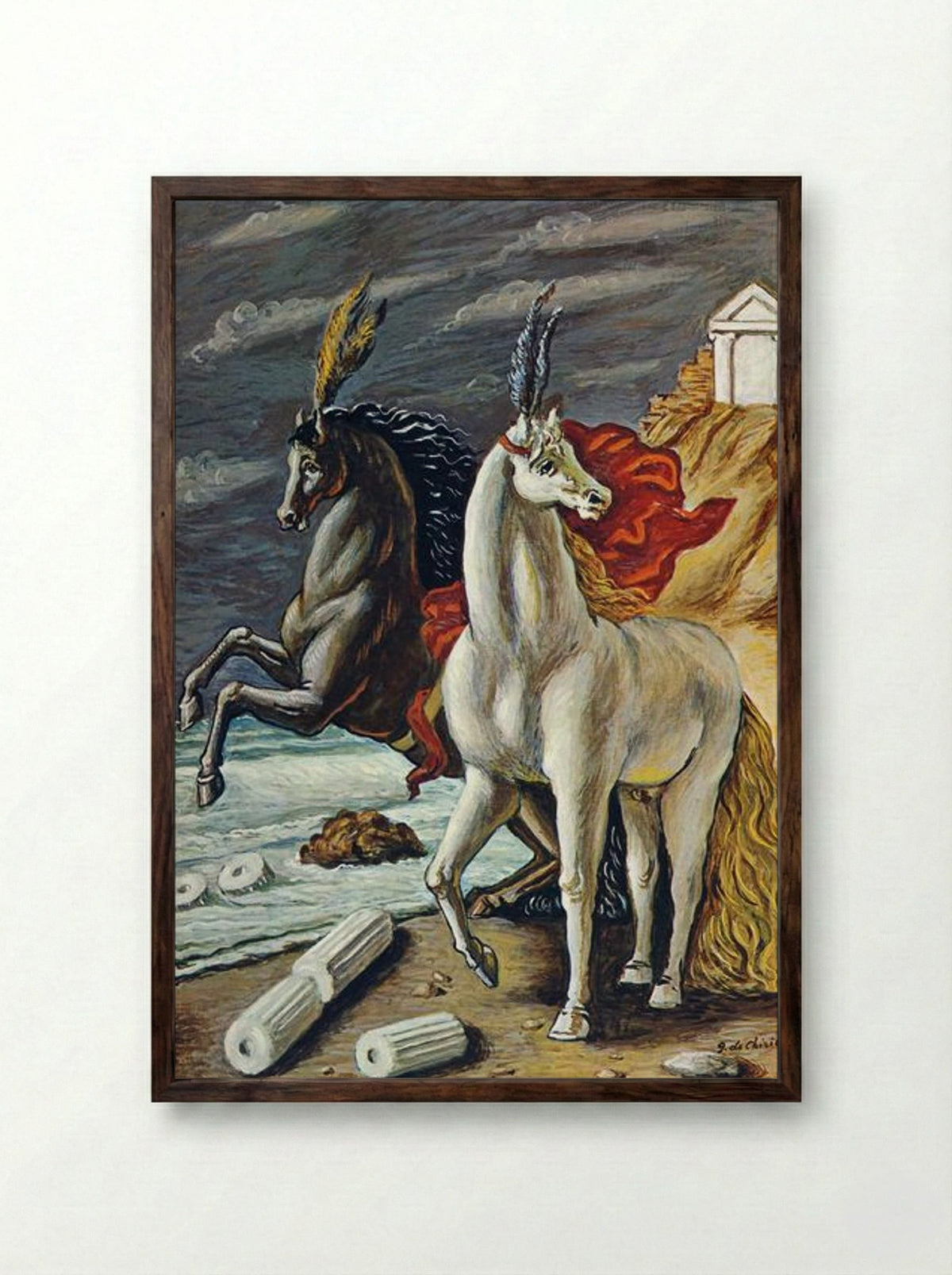 The Divine Horses - Giorgio de Chirico - Framed Print Dark Wood