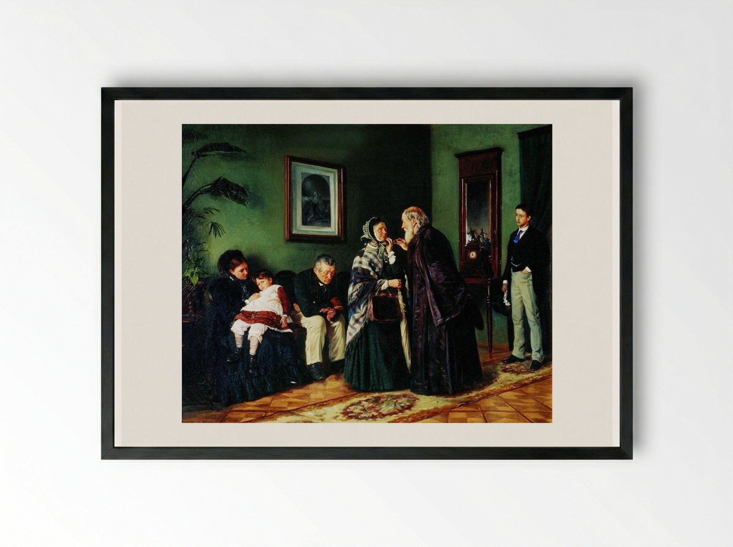 The Doctor's Waiting Room - Vladimir Makovsky - Framed Print Black