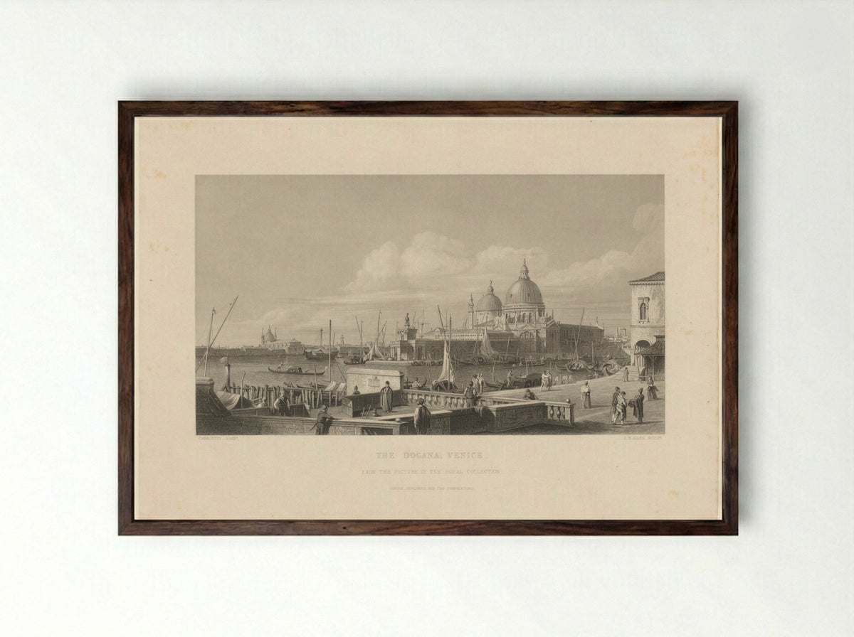The Dogana, Venice - George Virtue - Framed Print Dark Wood
