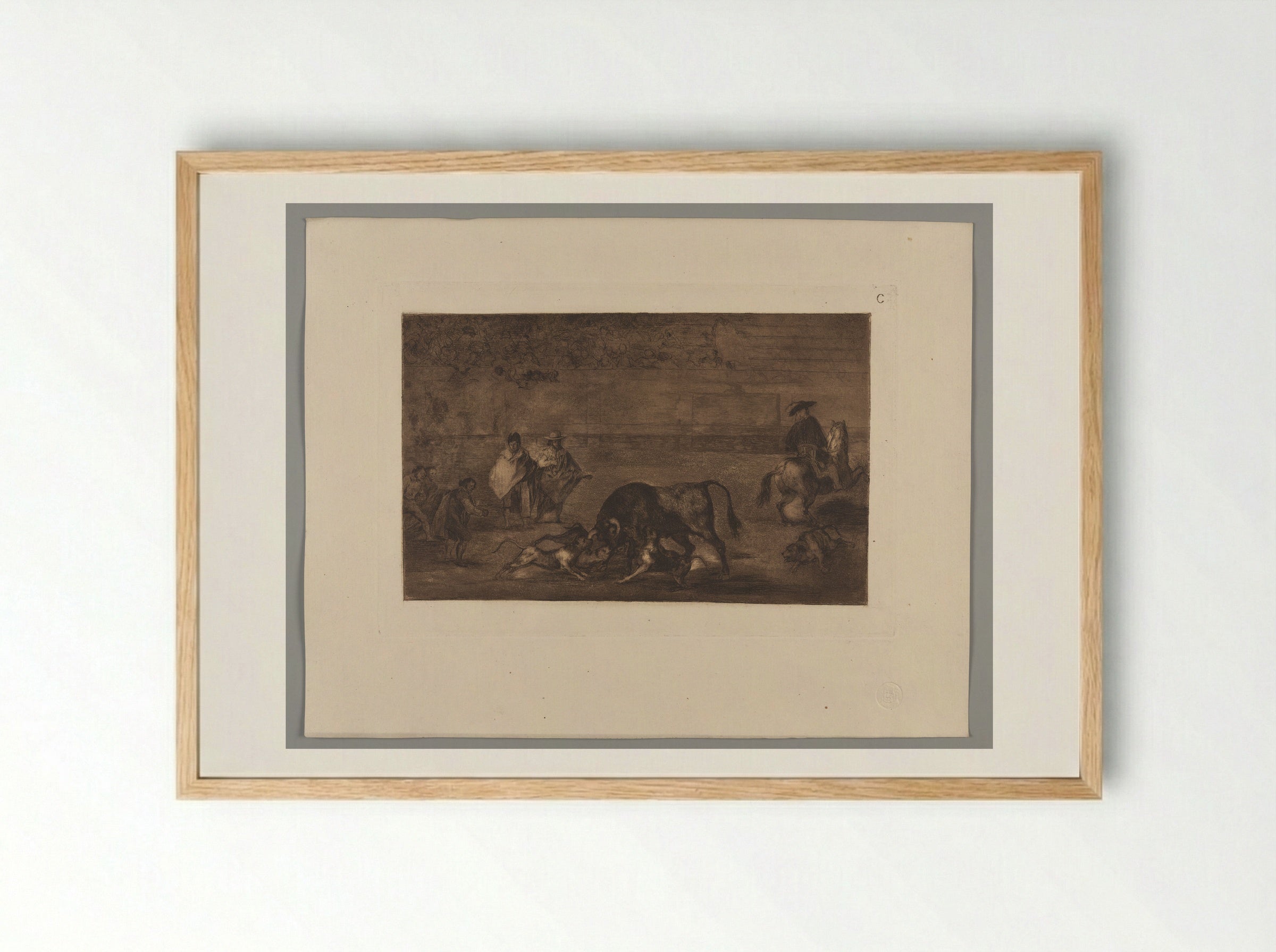 The Dogs Let Loose on the Bull - Francisco José de Goya y Lucientes - Framed Print Wood