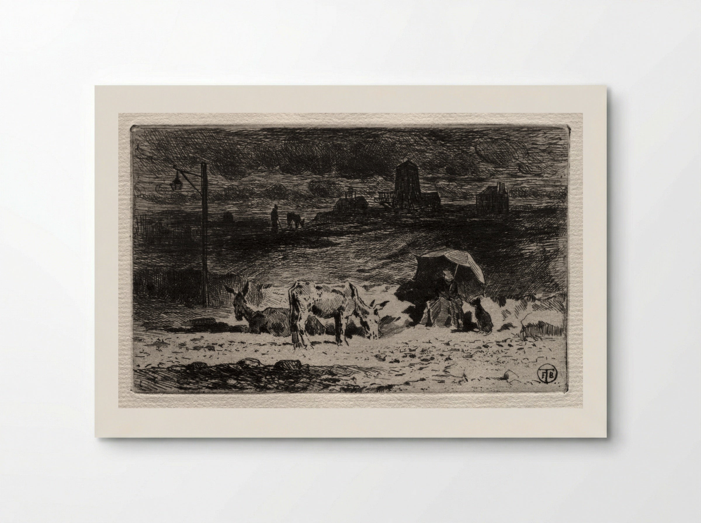 The Donkeys at the Hill of the Cailles - Félix Hilaire Buhot - Poster
