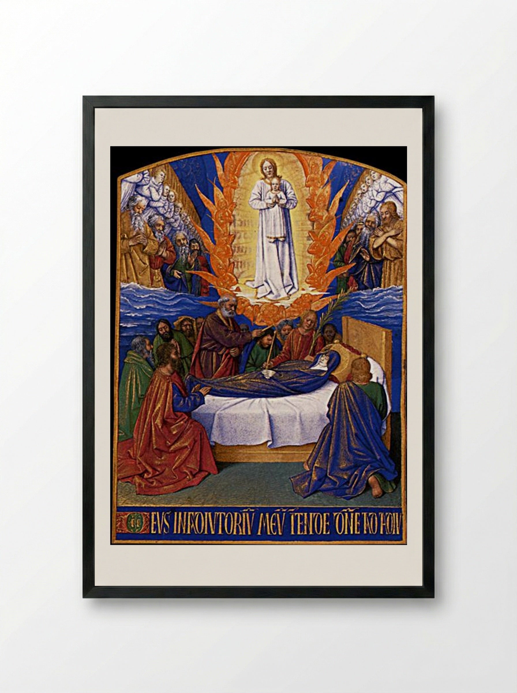 The Dormition of the Virgin - Jean Fouquet - Framed Print Black