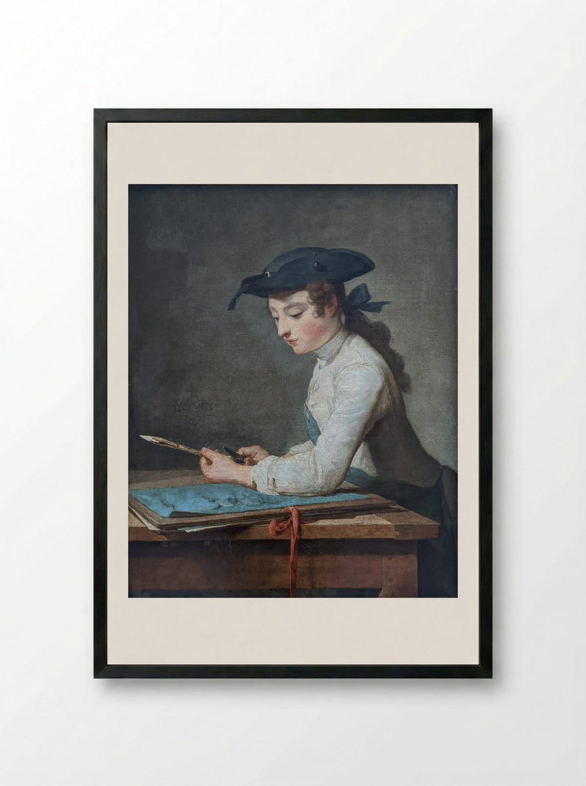 The Draughtsman - Jean-Baptiste-Siméon Chardin - Framed Print Black