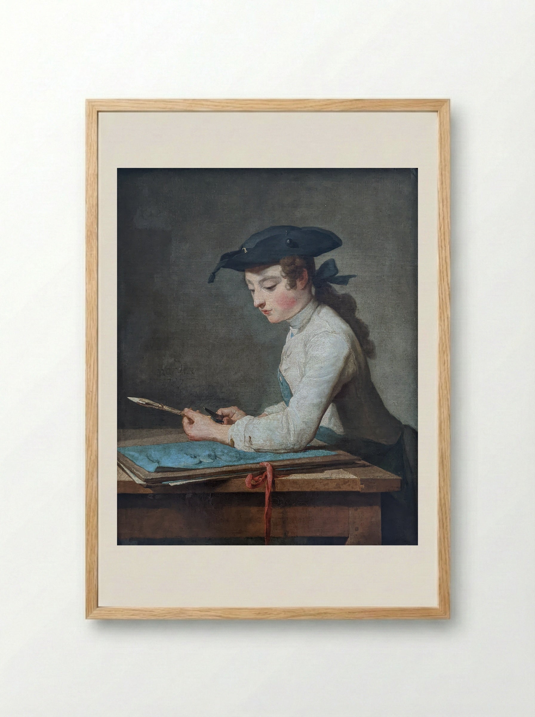The Draughtsman - Jean-Baptiste-Siméon Chardin - Framed Print Wood